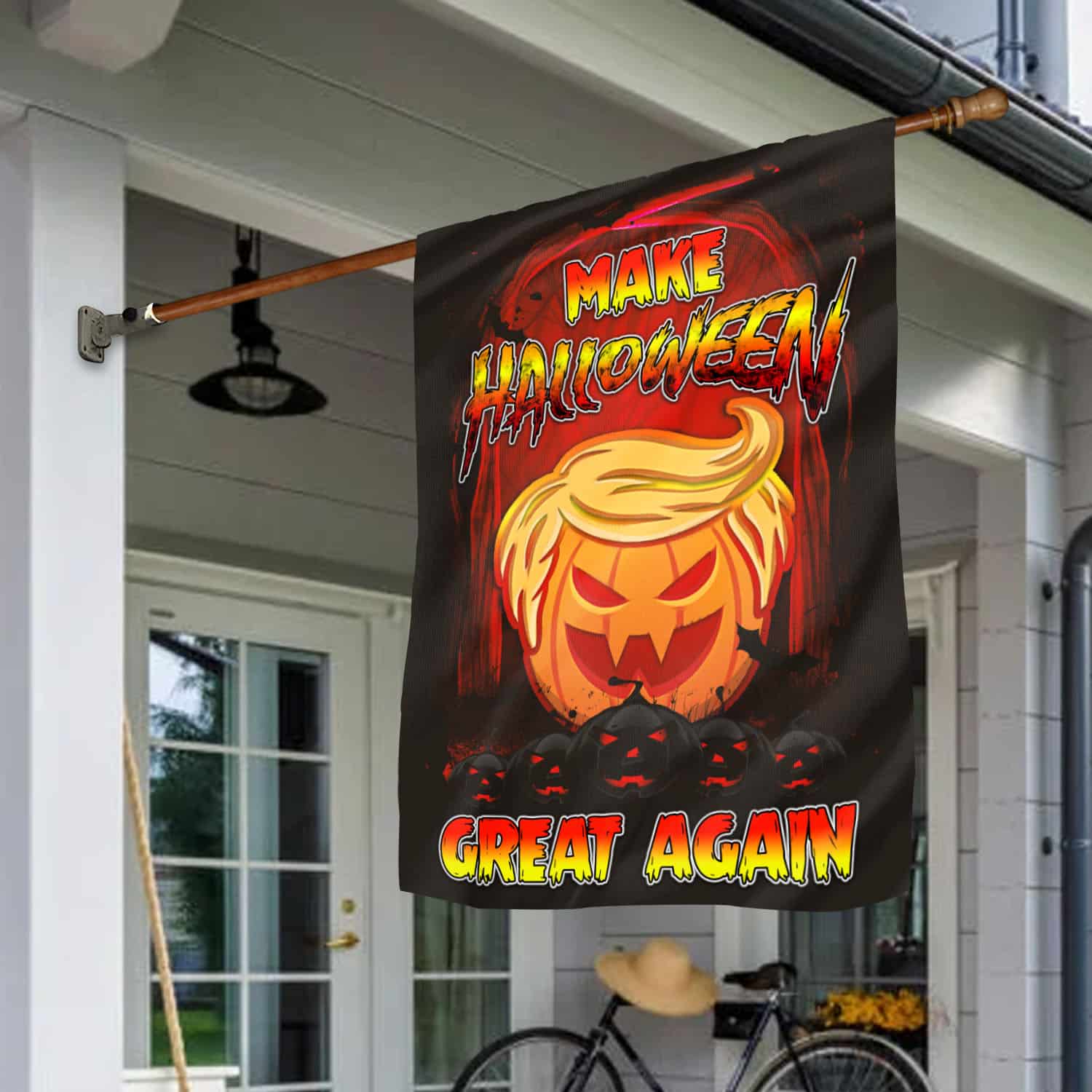 Funny Halloween Flag - Make Halloween Great Again with Trumpkin Jack-o'-Lantern Design-W240725-07-mk6