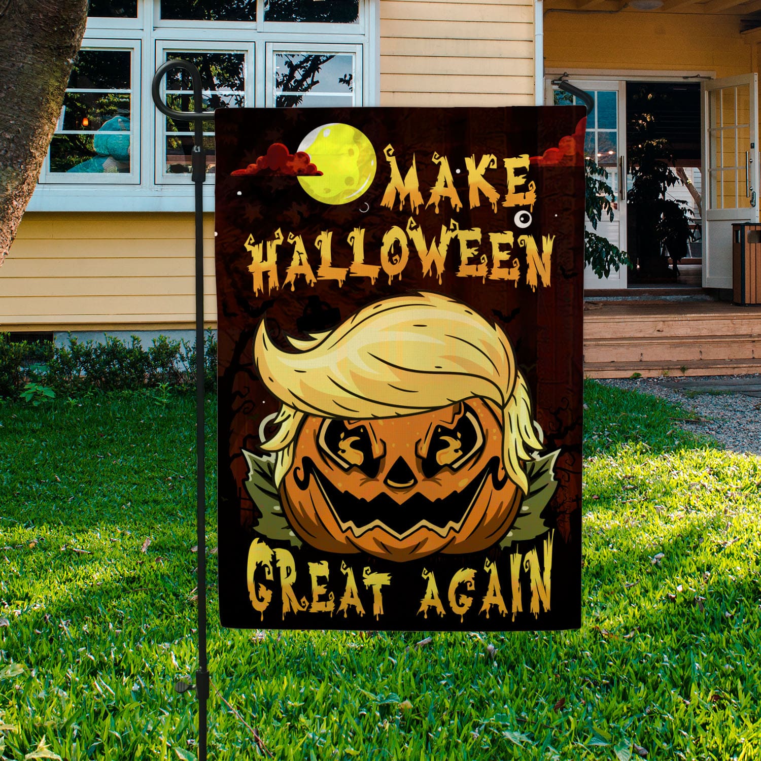 Funny Halloween Flag - Pumpkin Parody Design with Make Halloween Great Again Text-W170725-14-mk-7