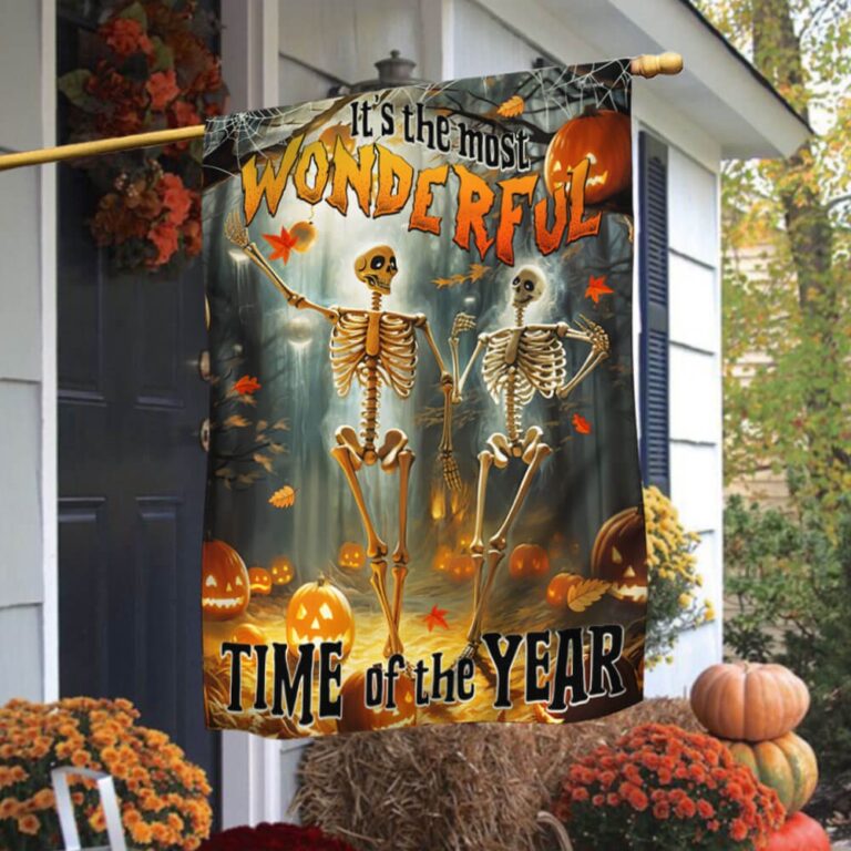 Funny Halloween Flag with Dancing Skeletons – ‘It’s the Most Wonderful Time of the Year’ Yard Decoration-W170725-19-mk-1