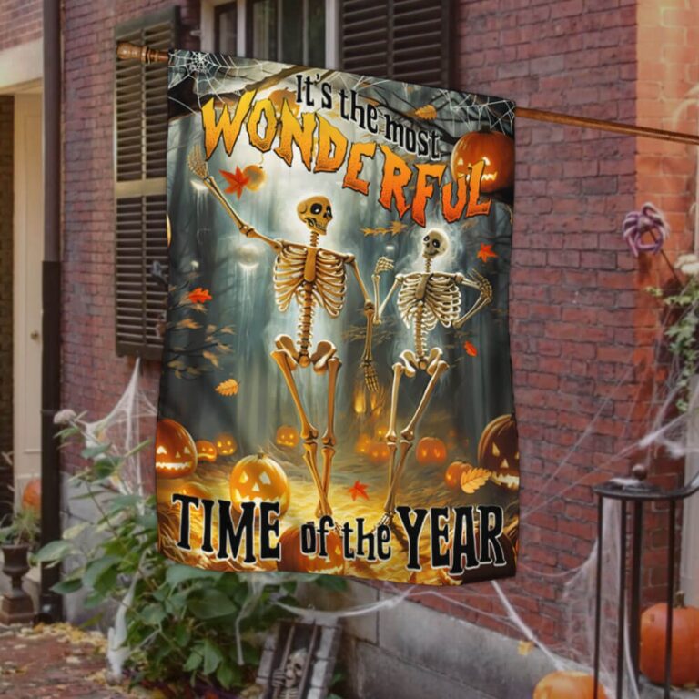 Funny Halloween Flag with Dancing Skeletons – ‘It’s the Most Wonderful Time of the Year’ Yard Decoration-W170725-19-mk-2