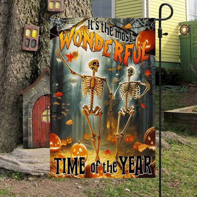 Funny Halloween Flag with Dancing Skeletons – ‘It’s the Most Wonderful Time of the Year’ Yard Decoration-W170725-19-mk-4