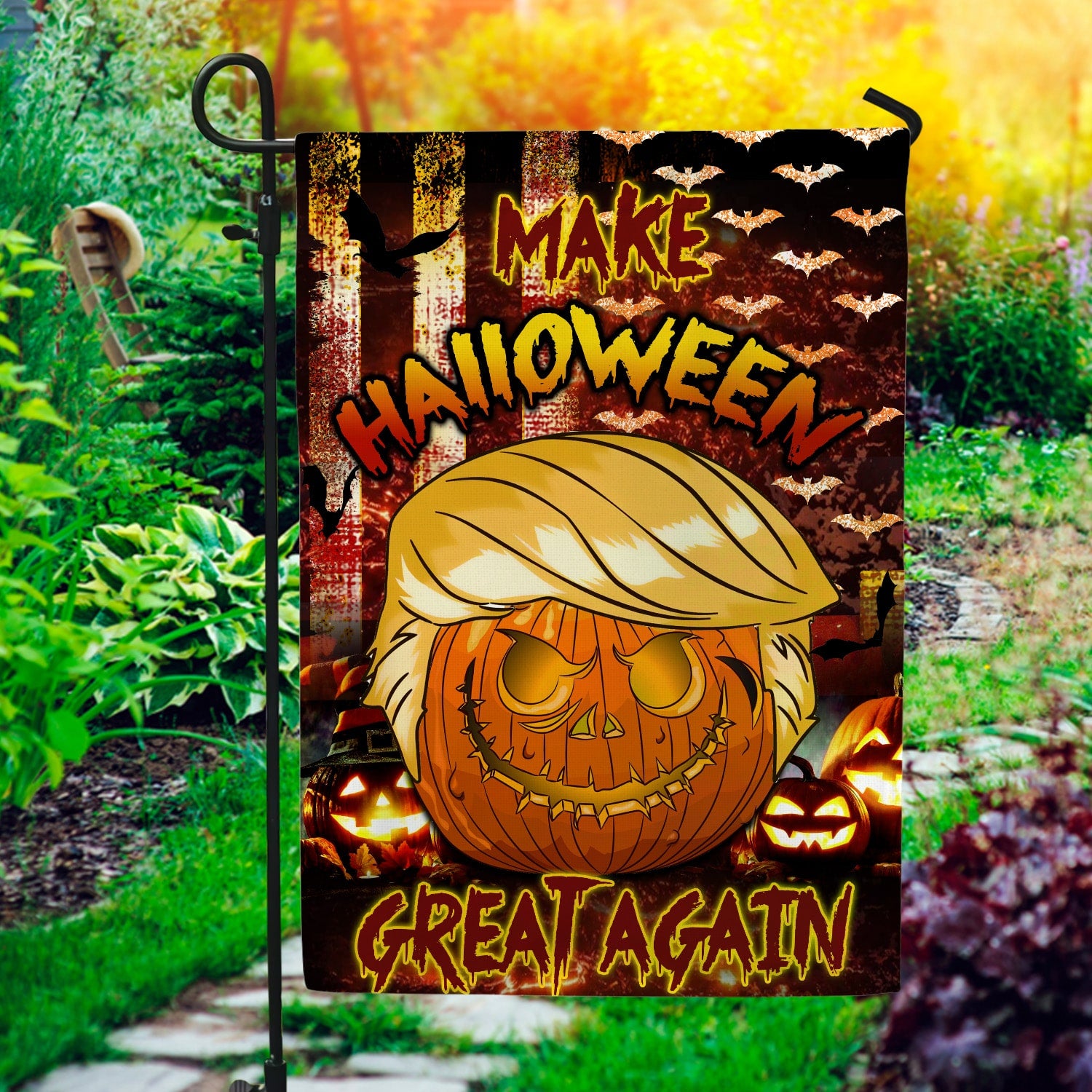 Funny Halloween Garden Flag with Witches - 'Go Away Unless You Have Children' Yard Decoration-W170725-16-mk-1