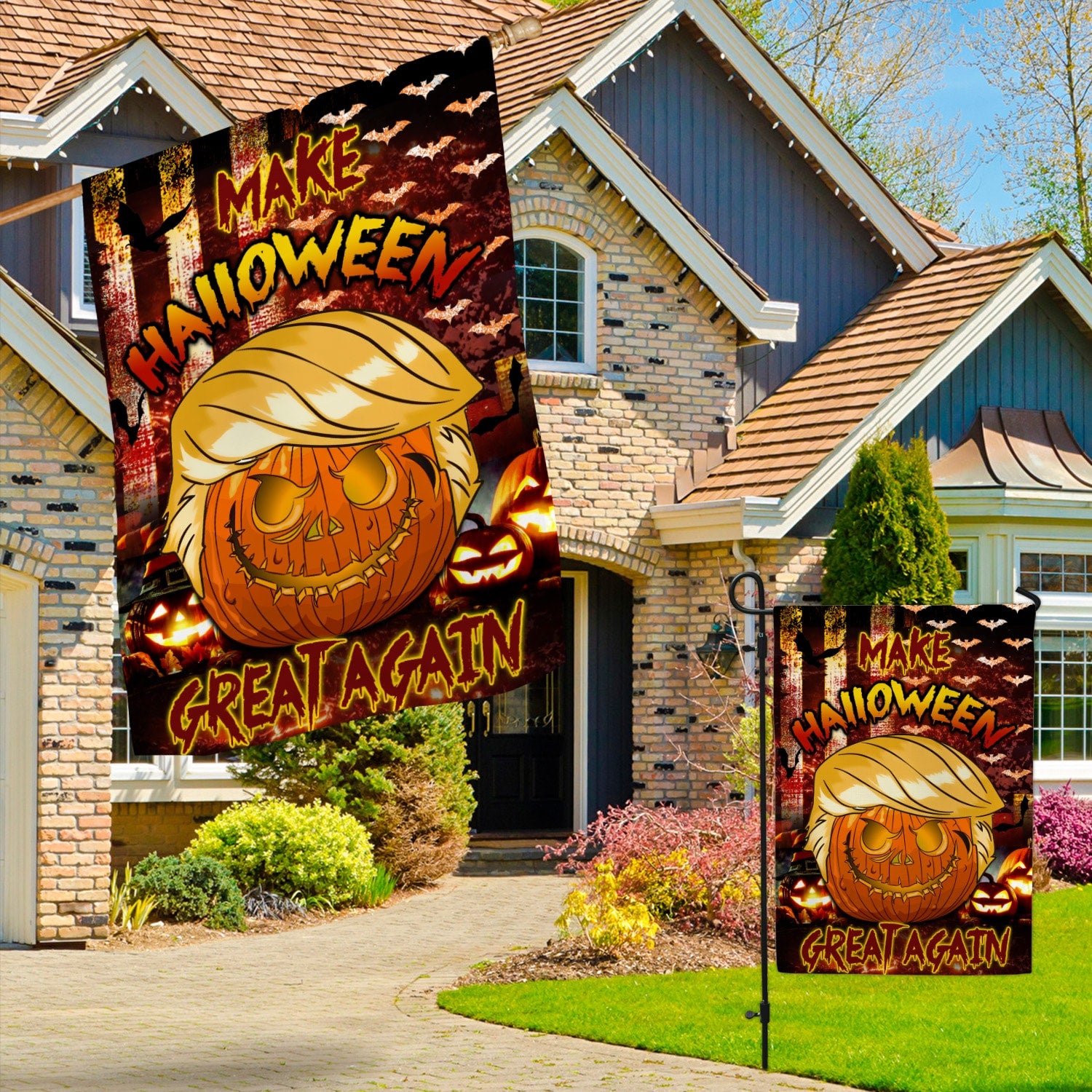 Funny Halloween Garden Flag with Witches - 'Go Away Unless You Have Children' Yard Decoration-W170725-16-mk-2