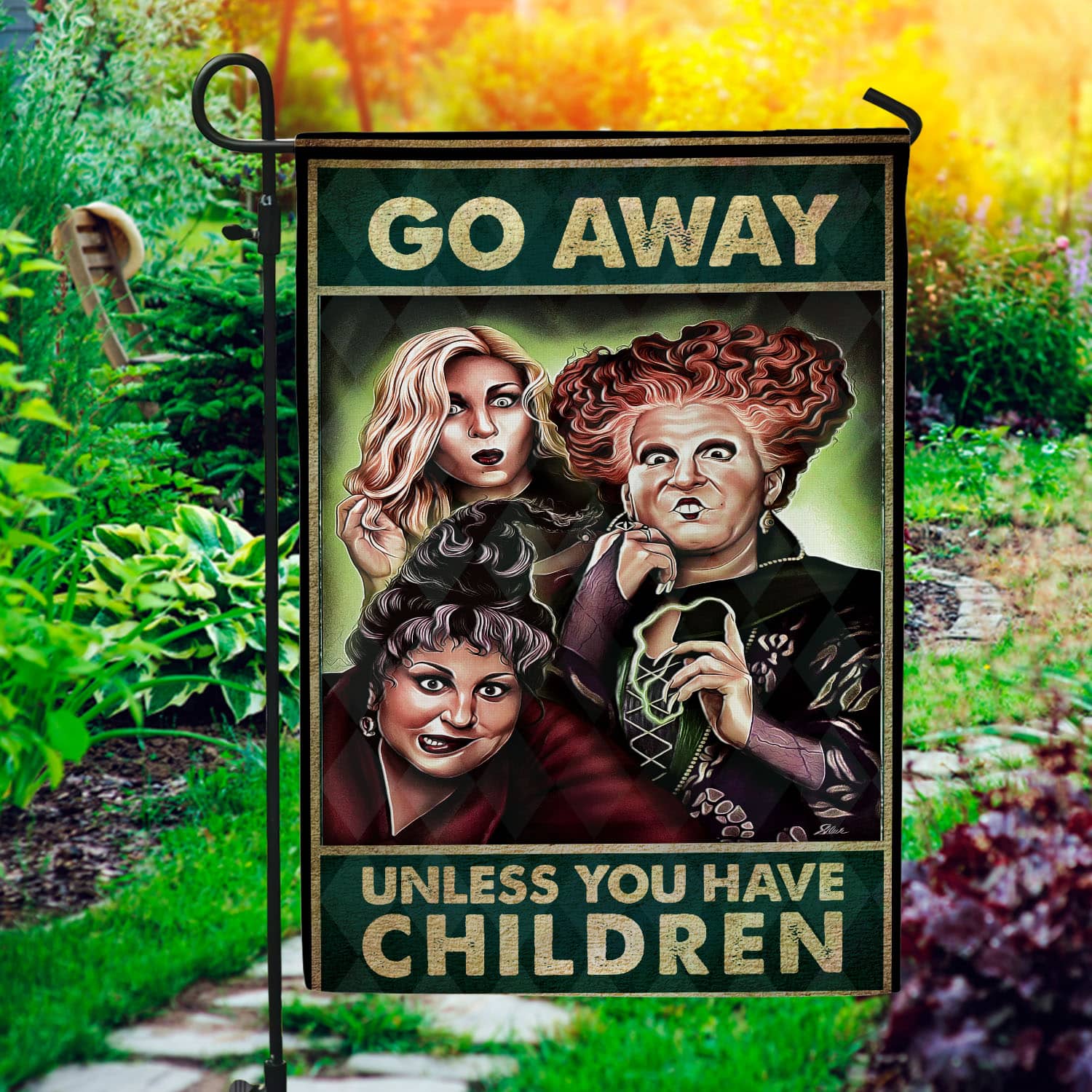 Funny Halloween Yard Flag with Witches and Bold Message - Perfect for Trick-or-Treaters-W170725-15-mk-1