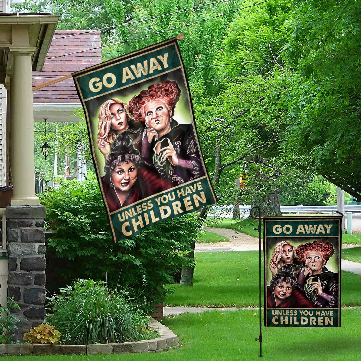 Funny Halloween Yard Flag with Witches and Bold Message - Perfect for Trick-or-Treaters-W170725-15-mk-2