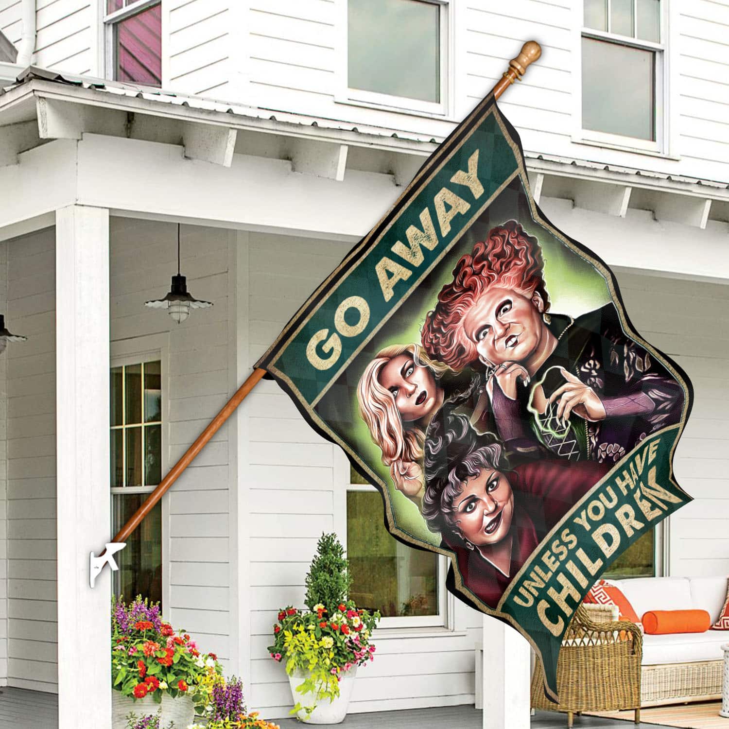 Funny Halloween Yard Flag with Witches and Bold Message - Perfect for Trick-or-Treaters-W170725-15-mk-3