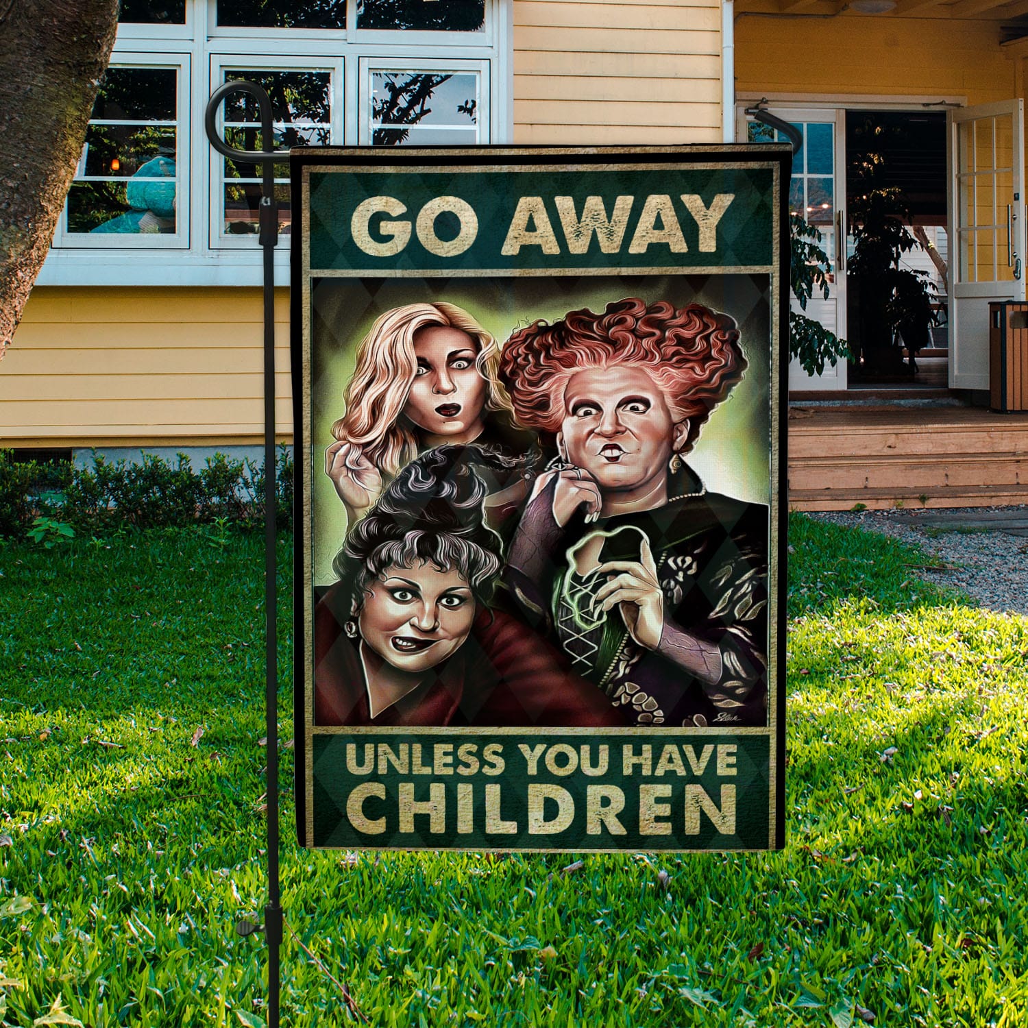 Funny Halloween Yard Flag with Witches and Bold Message - Perfect for Trick-or-Treaters-W170725-15-mk-5