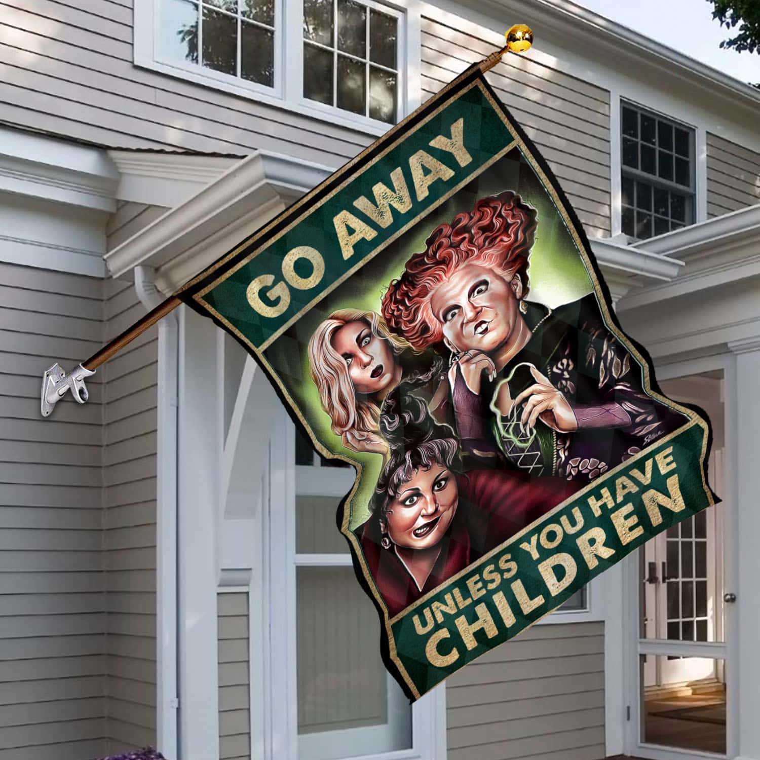 Funny Halloween Yard Flag with Witches and Bold Message - Perfect for Trick-or-Treaters-W170725-15-mk-6