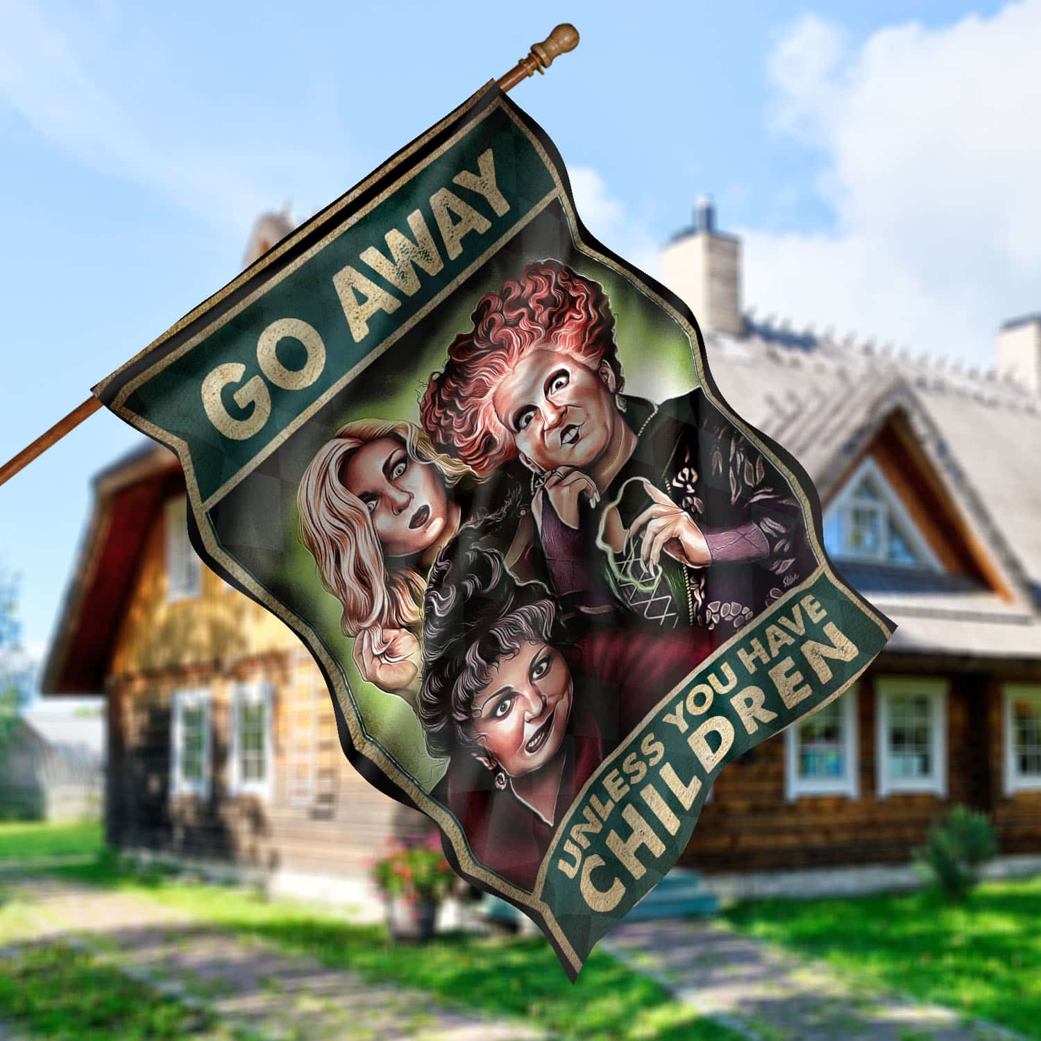 Funny Halloween Yard Flag with Witches and Bold Message - Perfect for Trick-or-Treaters-W170725-15-mk-7