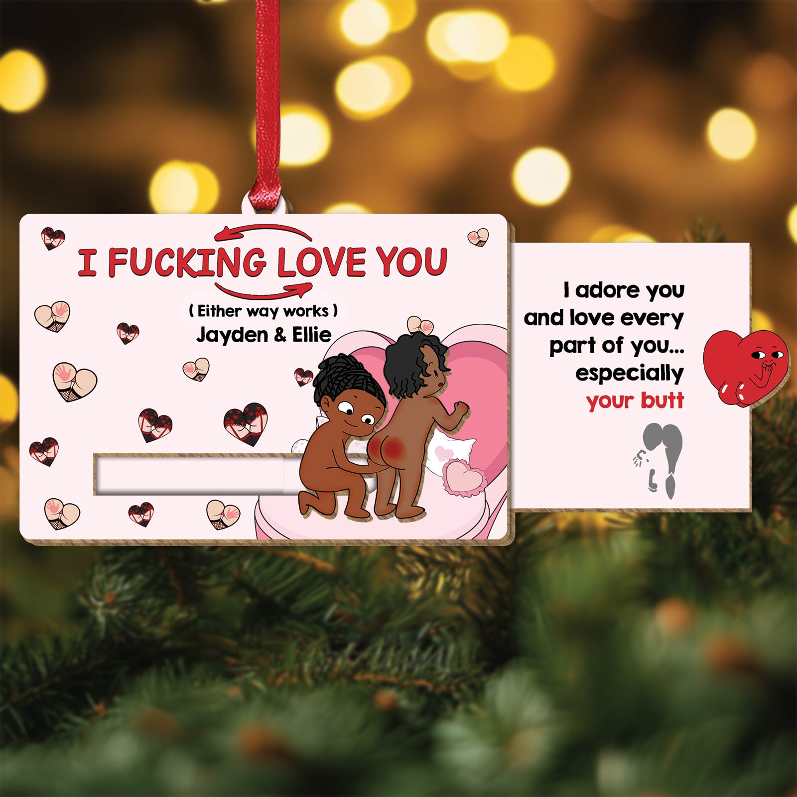 Funny Romantic Gift for Couples - Personalized Wooden Slider Card-Mk-1