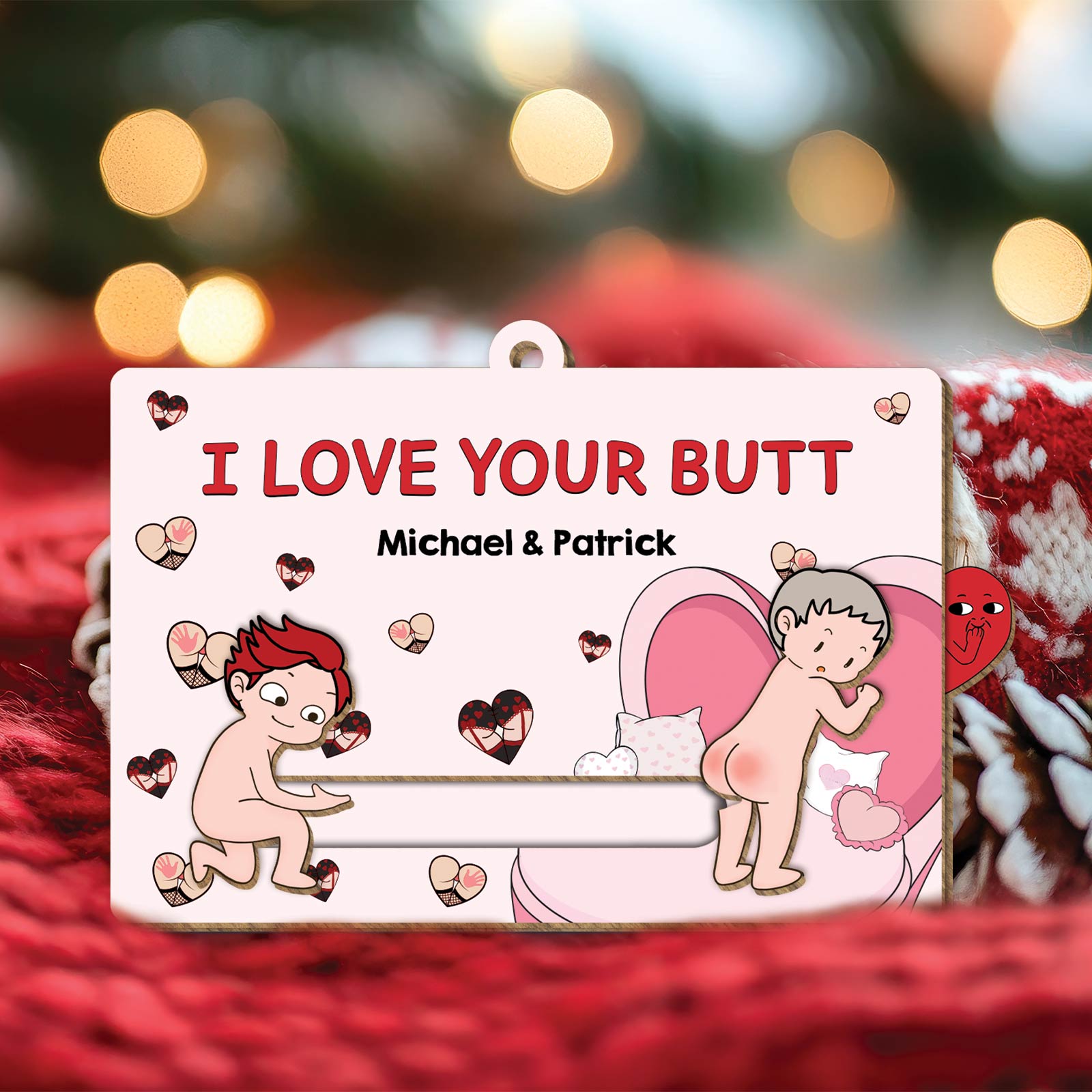 Funny Romantic Gift for Couples - Personalized Wooden Slider Card-Mk-2