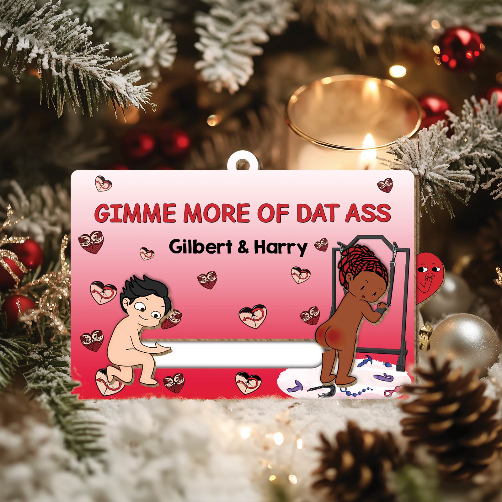 Funny Romantic Gift for Couples - Personalized Wooden Slider Card-Mk-3