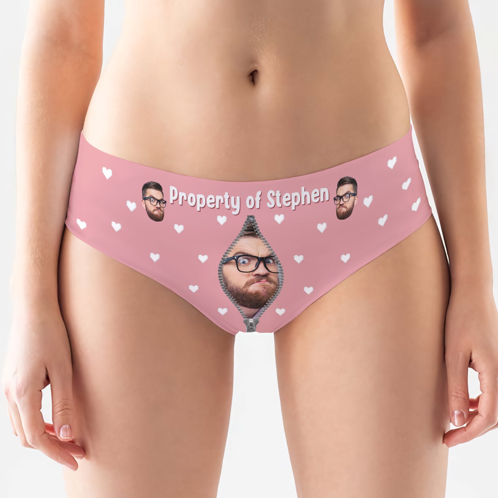 Funny Romantic Gift for Him or Her - Personalized Women’s Underwear with Custom Face and Name-mk1