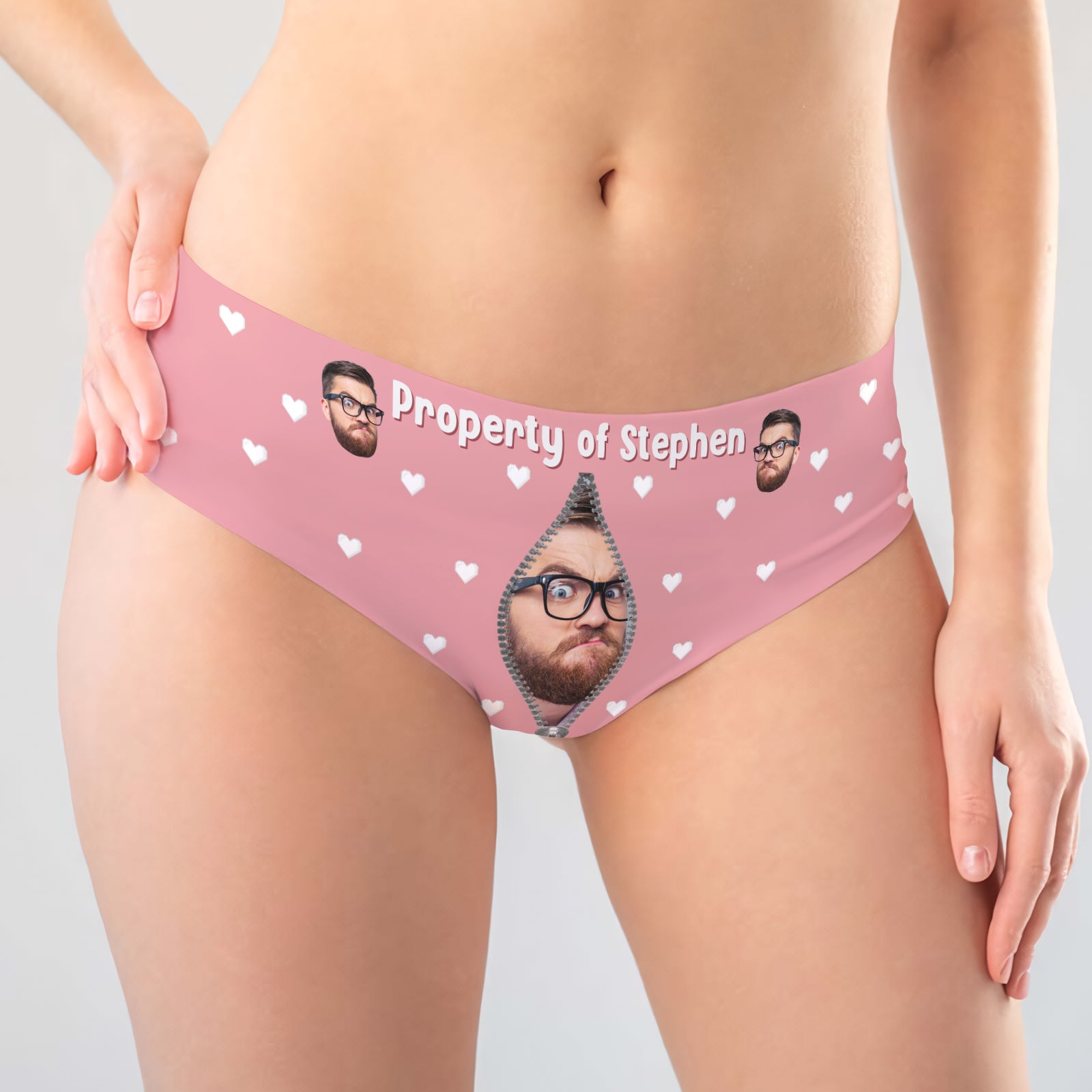 Funny Romantic Gift for Him or Her - Personalized Women’s Underwear with Custom Face and Name-mk2