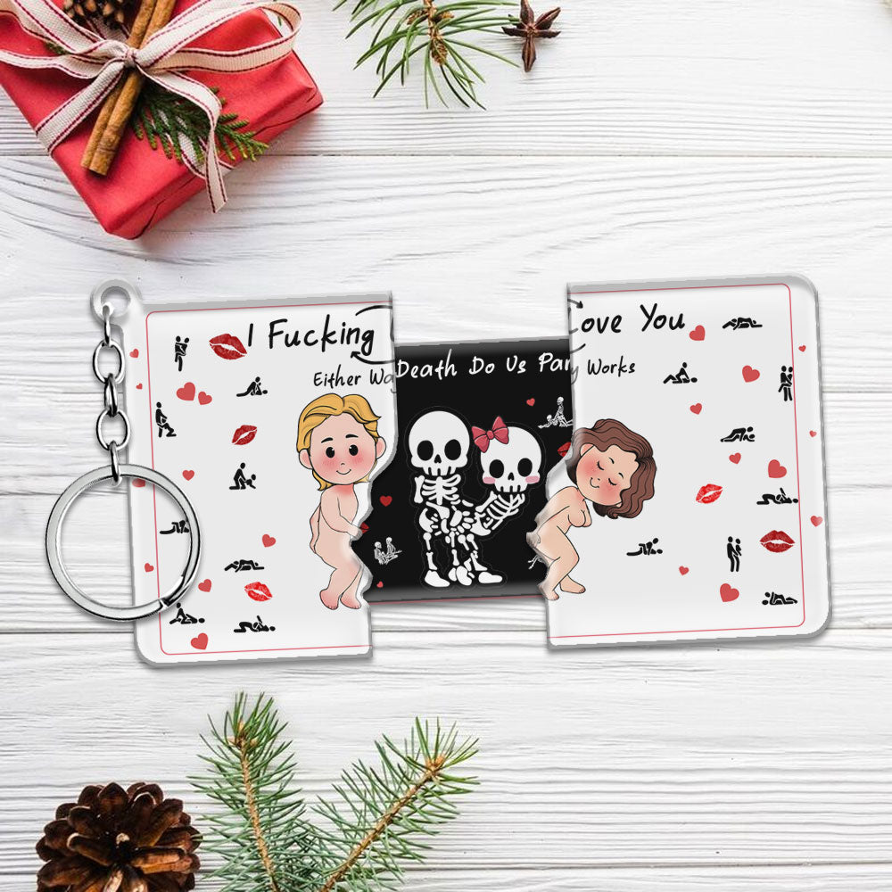 Funny Romantic Personalized Sliding Reveal Keychain – ‘I Love You ’Til Death Do Us Part’ Couple Gift-P2509-0905-mockup1