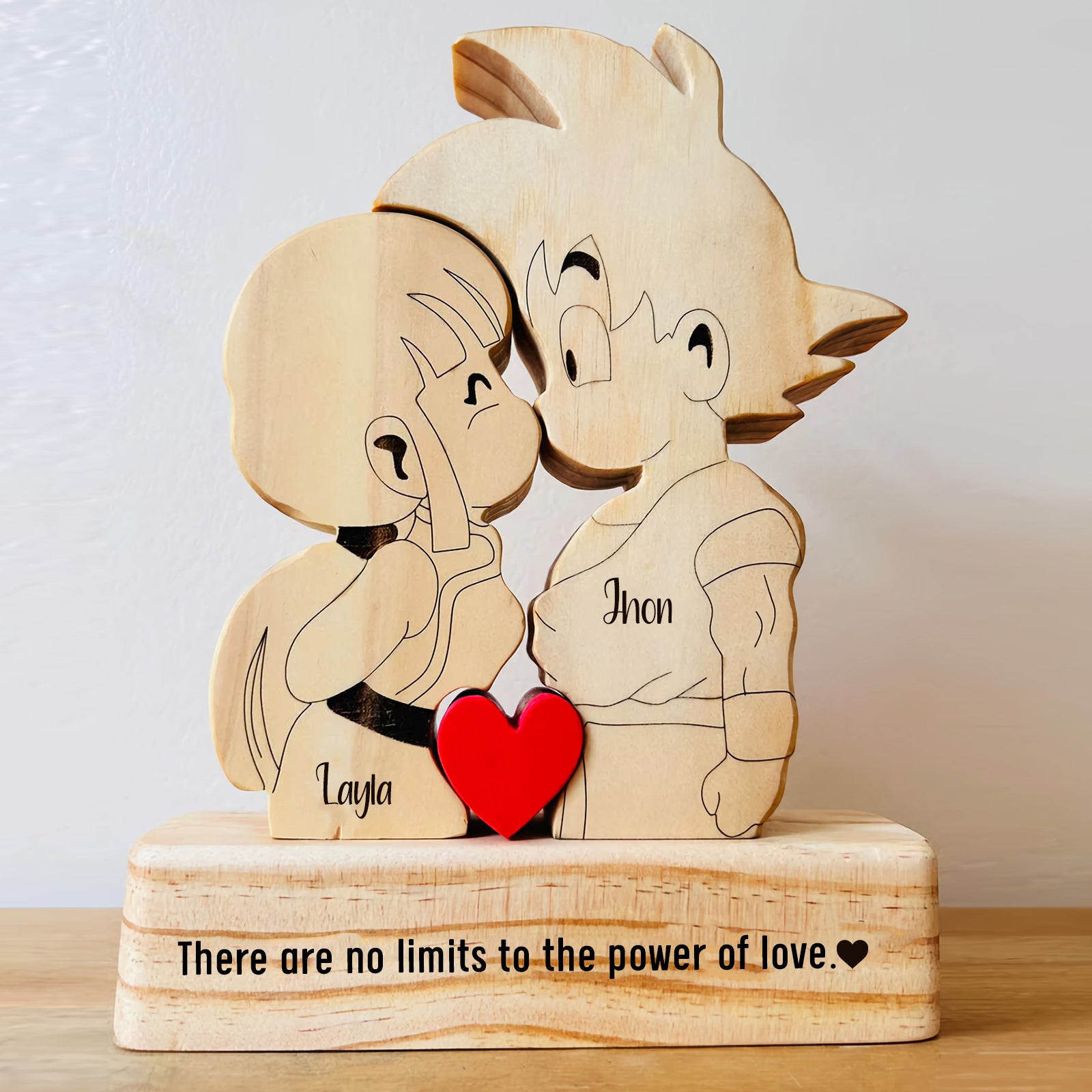 Goku Couple Wooden Puzzle - Personalized Romantic Gift for Couples, Handmade Wooden Keepsake-CVK210725P01-mk-1