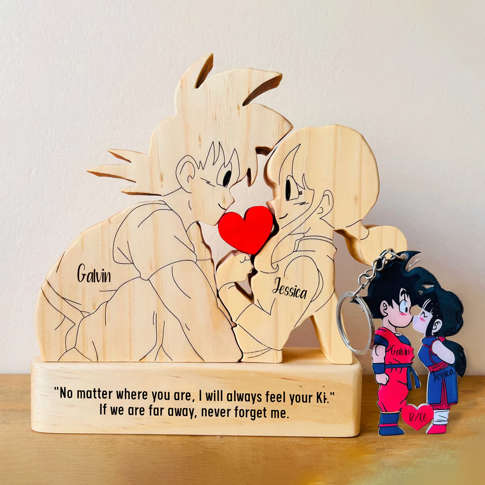 Goku Couple Wooden Puzzle - Personalized Romantic Gift for Couples, Handmade Wooden Keepsake-CVK210725P01-mk-8