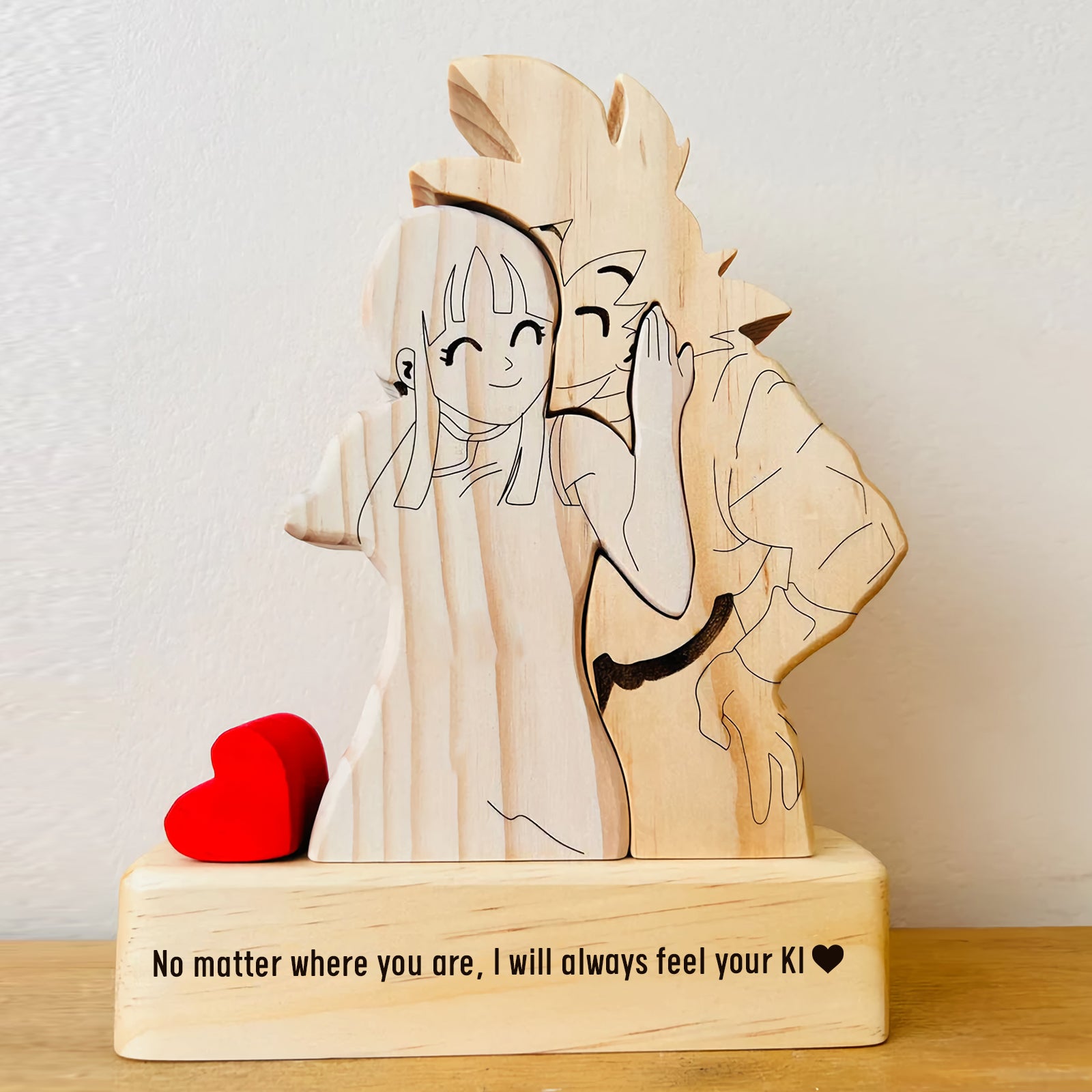 Goku Couple Wooden Puzzle - Personalized Romantic Gift for Couples, Handmade Wooden Keepsake-CVK210725P01-mk-2