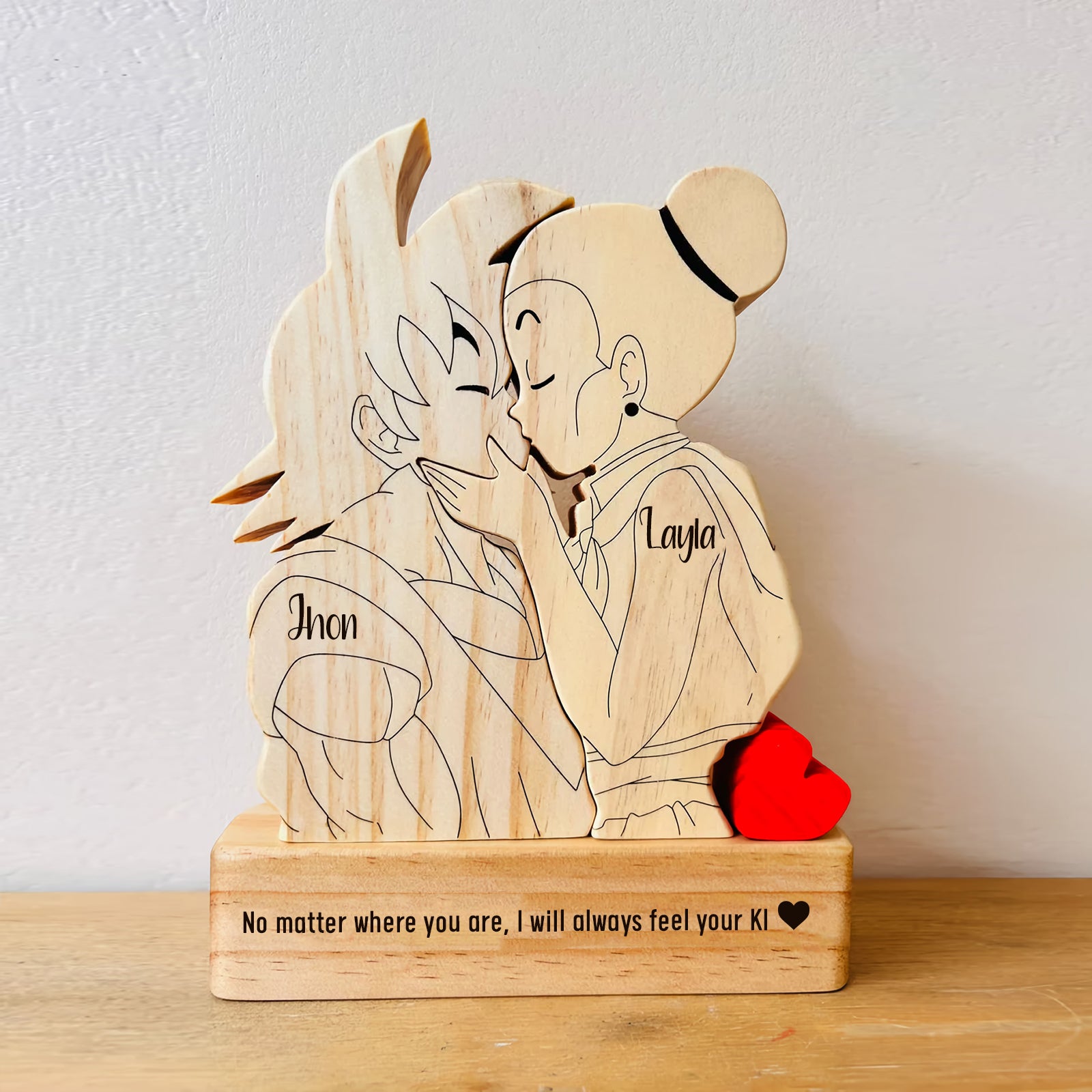 Goku Couple Wooden Puzzle - Personalized Romantic Gift for Couples, Handmade Wooden Keepsake-CVK210725P01-mk-3