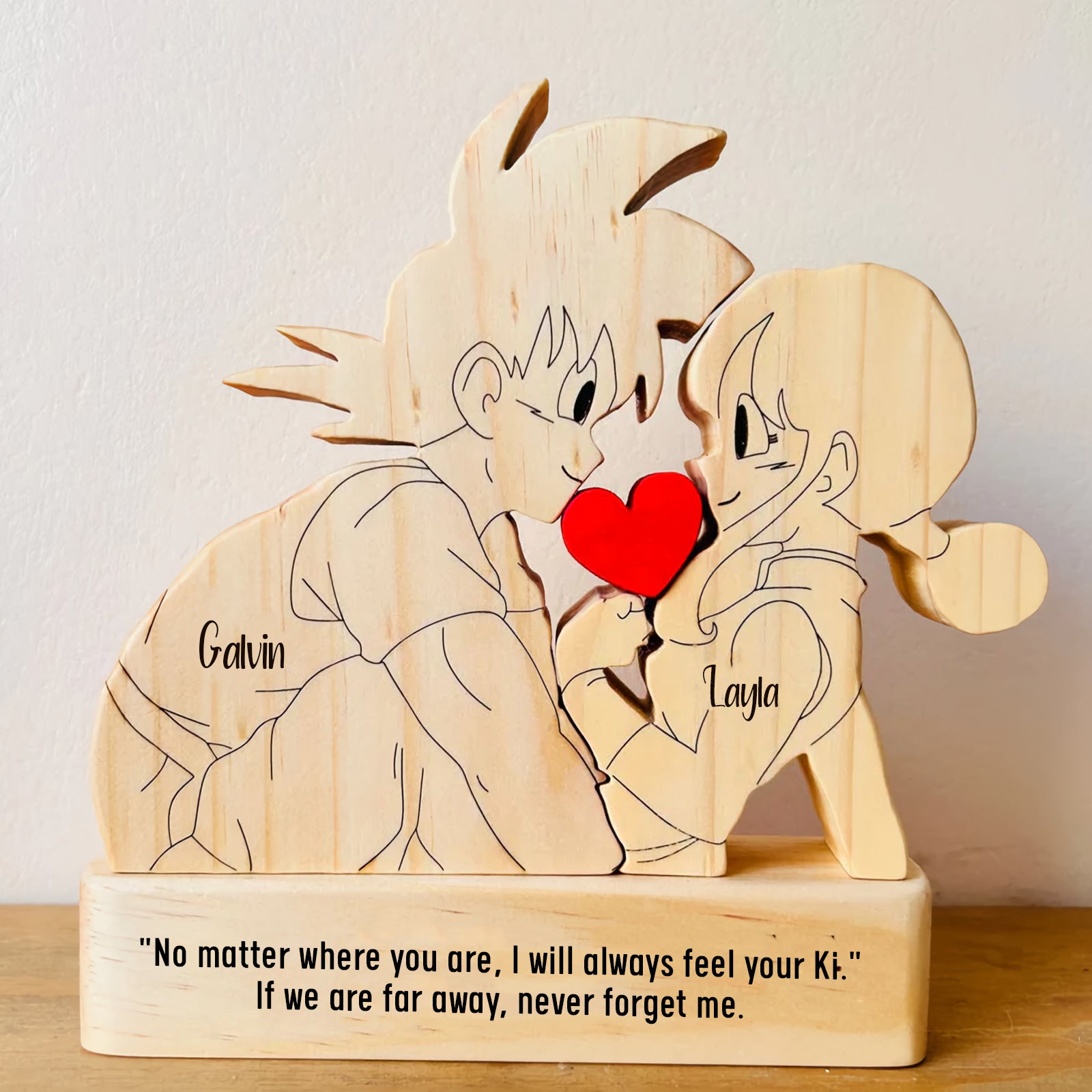 Goku Couple Wooden Puzzle - Personalized Romantic Gift for Couples, Handmade Wooden Keepsake-CVK210725P01-mk-4