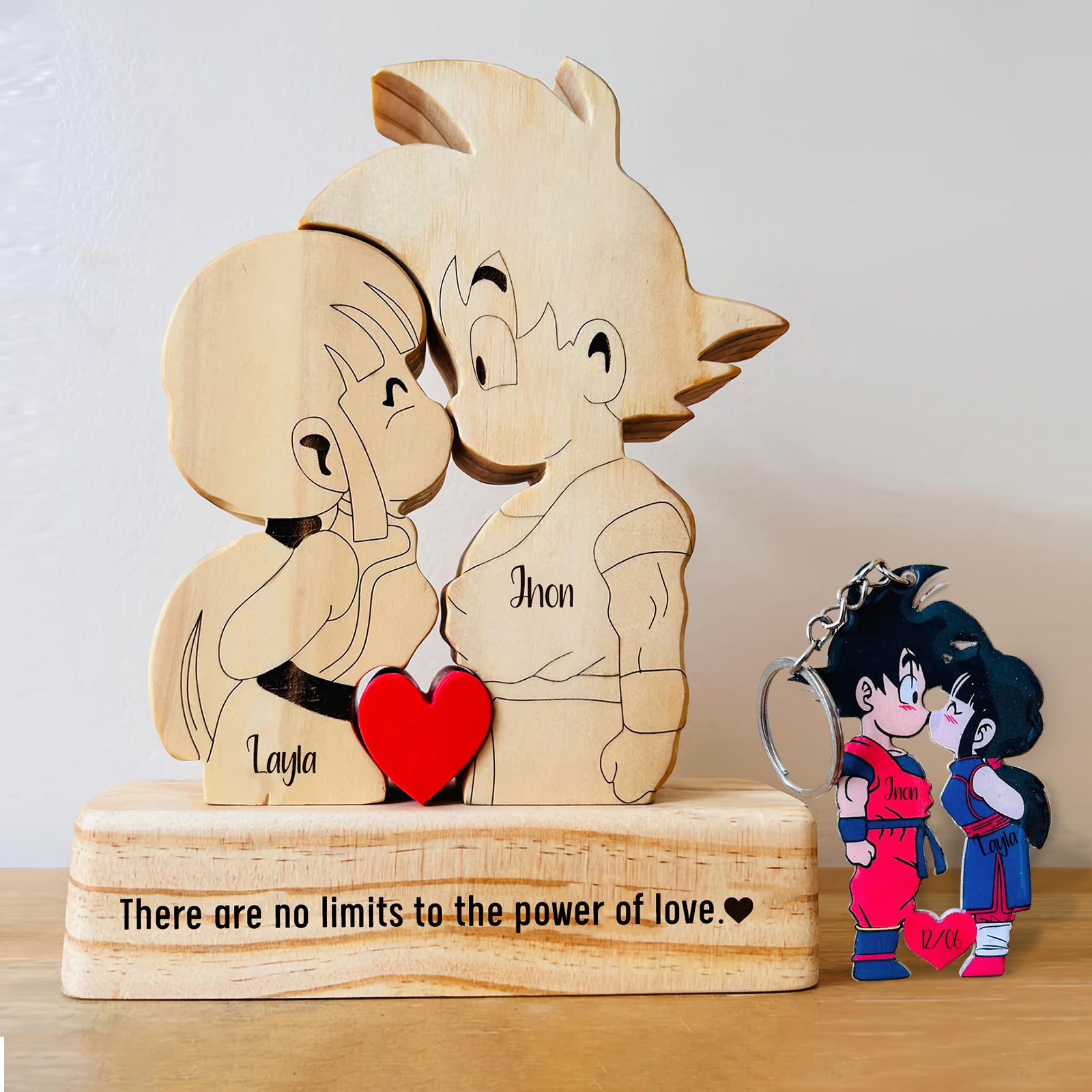 Goku Couple Wooden Puzzle - Personalized Romantic Gift for Couples, Handmade Wooden Keepsake-CVK210725P01-mk-5