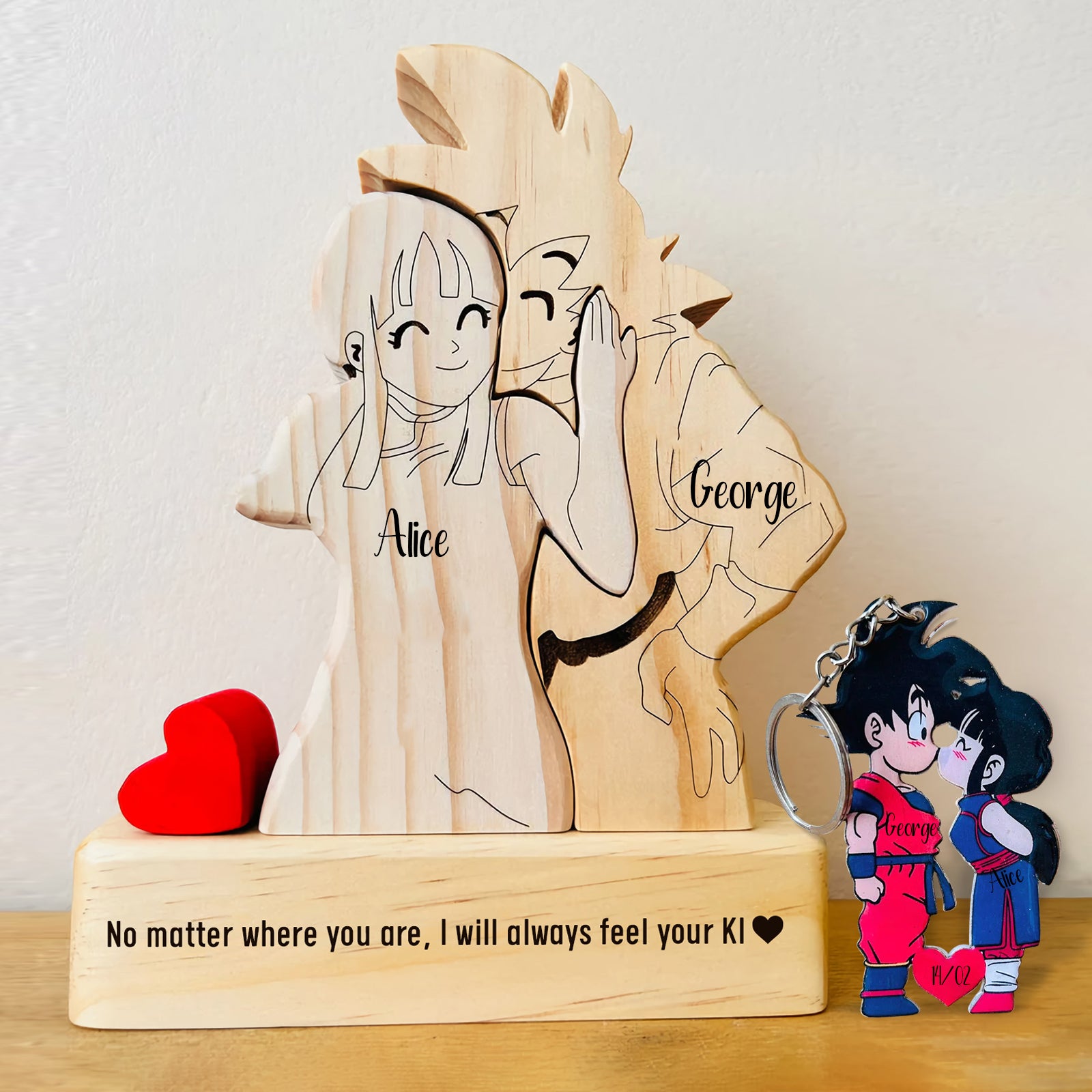 Goku Couple Wooden Puzzle - Personalized Romantic Gift for Couples, Handmade Wooden Keepsake-CVK210725P01-mk-6