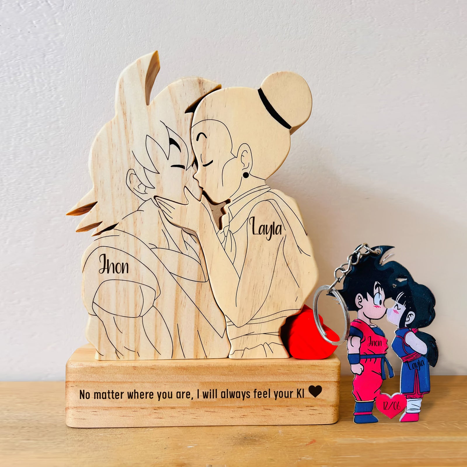 Goku Couple Wooden Puzzle - Personalized Romantic Gift for Couples, Handmade Wooden Keepsake-CVK210725P01-mk-7
