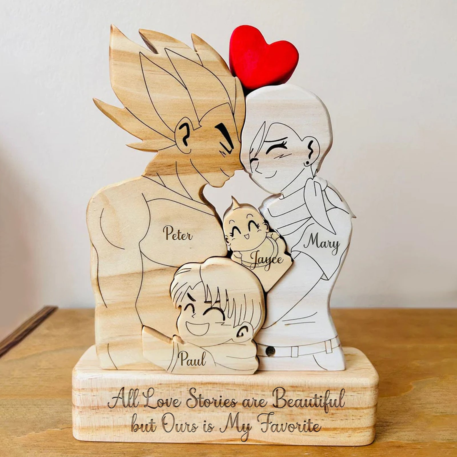 Goku Wooden Couple Figurine - Personalized Puzzle Gift for Family or Couples-CVK230725P04-mk-2
