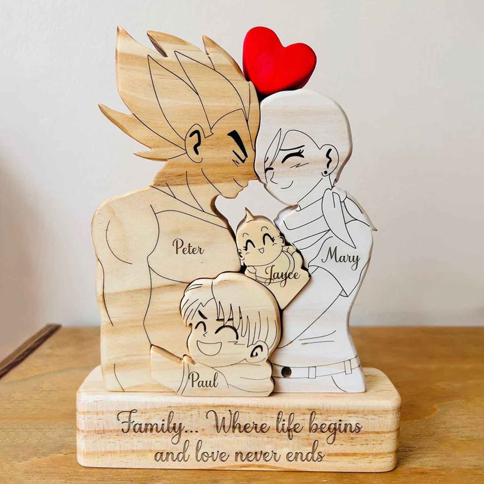 Goku Wooden Couple Figurine - Personalized Puzzle Gift for Family or Couples-CVK230725P04-mk-6