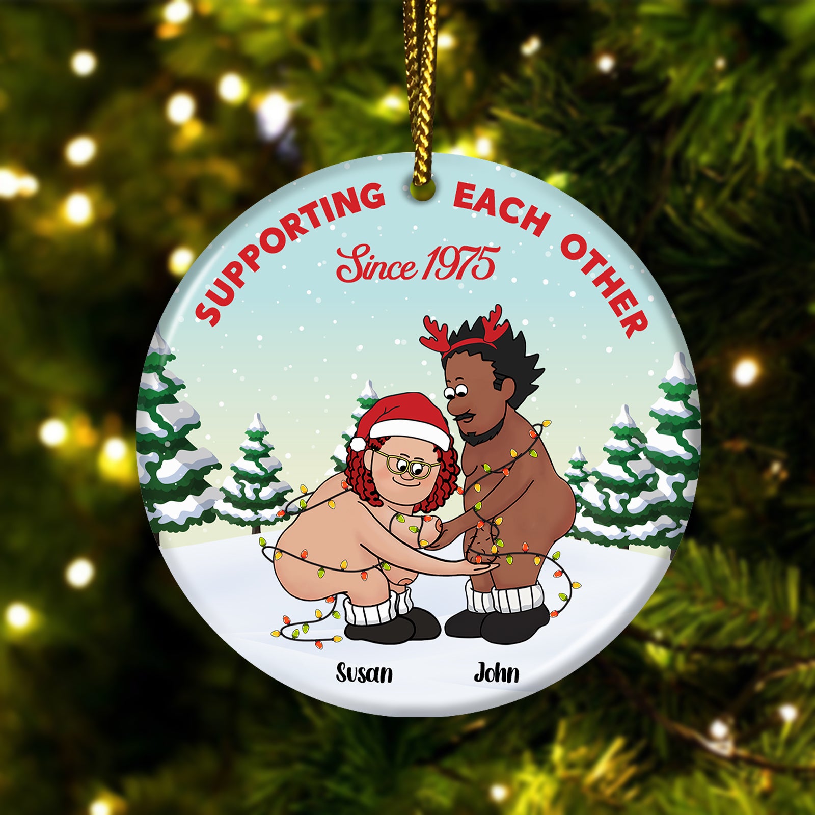 Growing Old Together Since - Personalized Couples Ceramic Ornament, Custom Christmas Gift-Mk-1