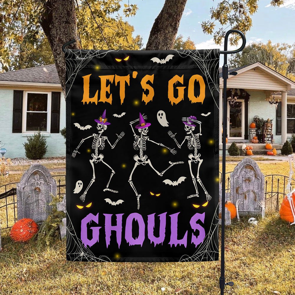 Halloween Dancing Skeleton Flag Let’s Go Ghouls, Halloween Flag, Halloween Garden Flags, Halloween House Flags