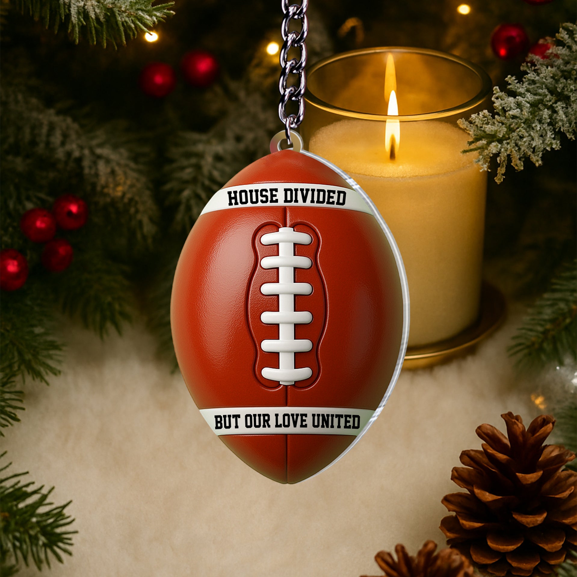 House Divided Football Keychain - Personalized Sliding Reveal Gift for Couples and Fans-P2510-2706-1-mk1