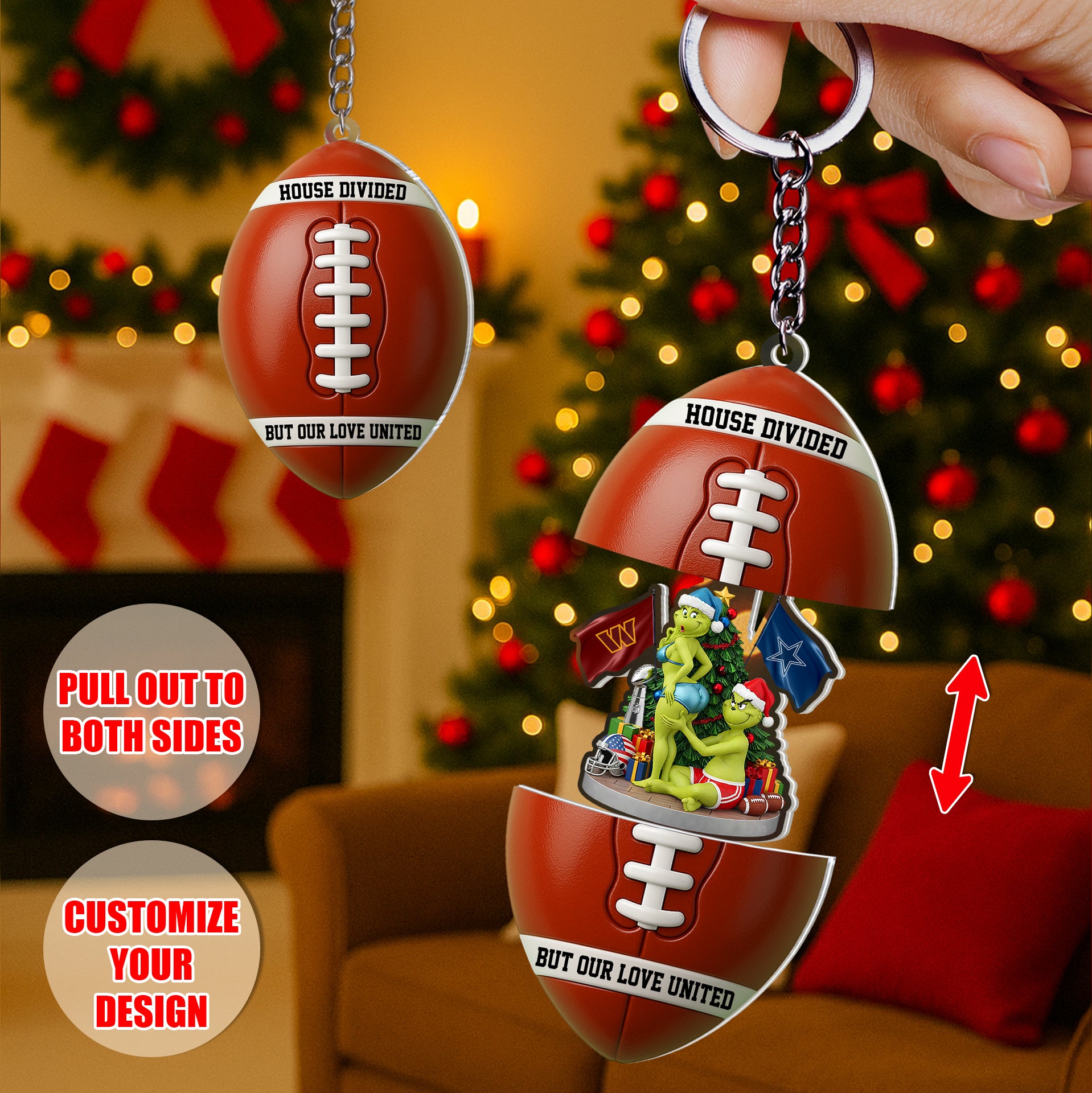 House Divided Football Keychain - Personalized Sliding Reveal Gift for Couples and Fans-P2510-2706-1-mk4