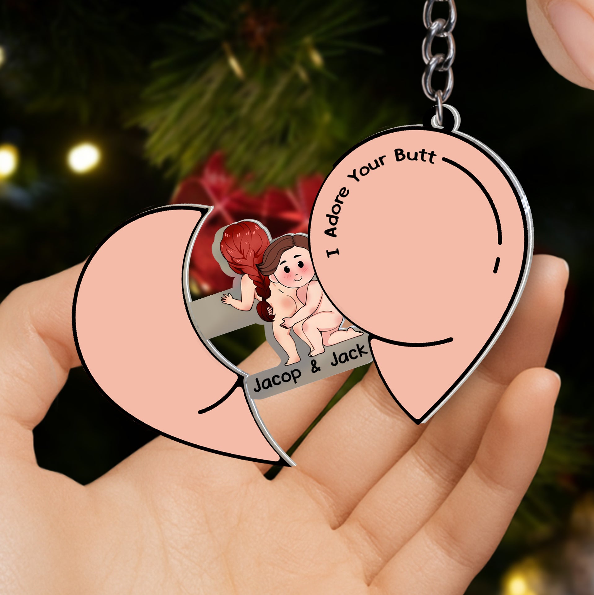 I Adore Your Butt - Personalized Sliding Reveal Acrylic Keychain For Couples-P2509-2512-mk3