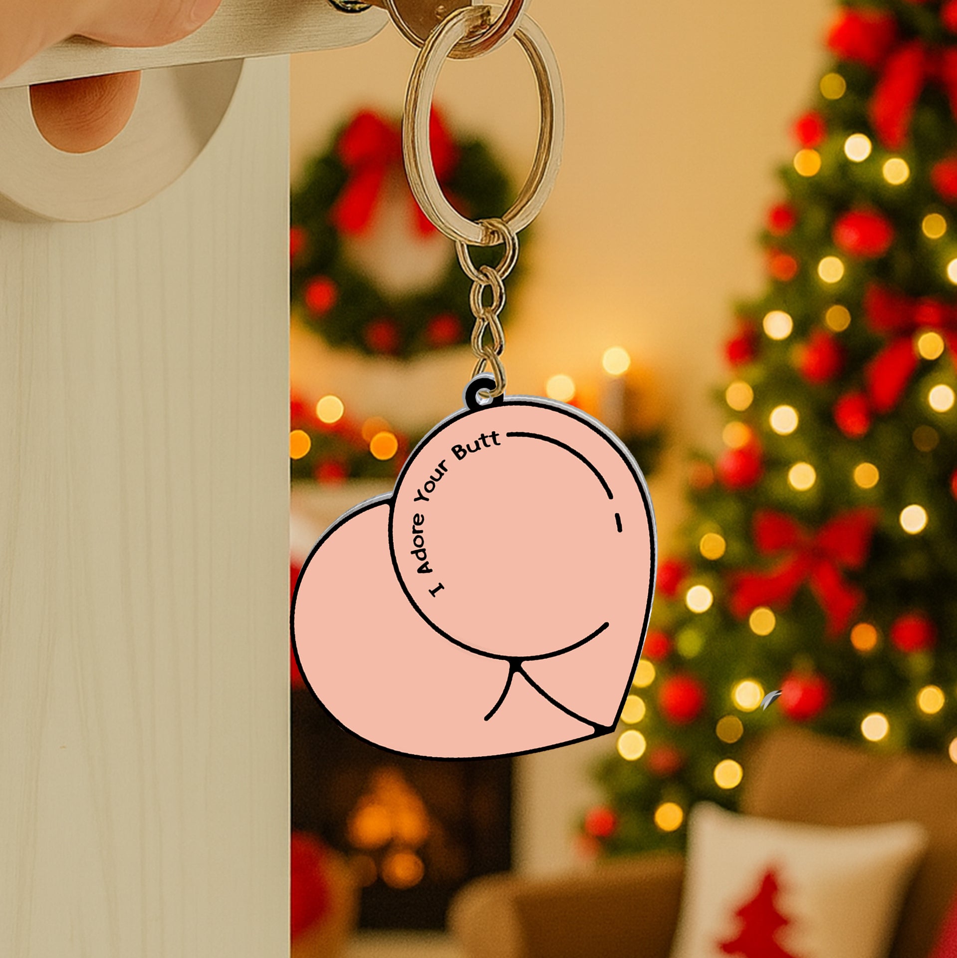 I Adore Your Butt - Personalized Sliding Reveal Acrylic Keychain For Couples-P2509-2512-mk4