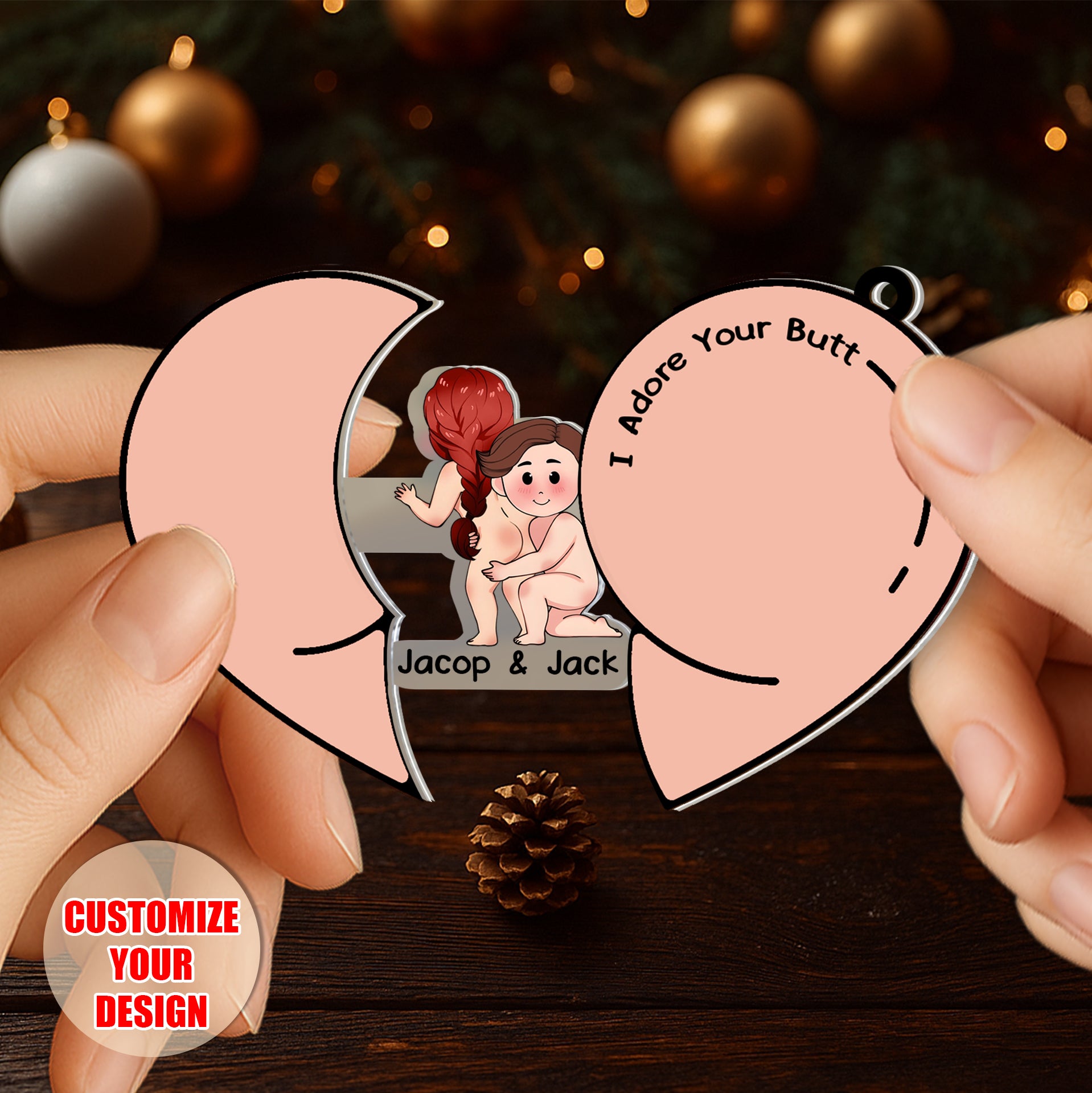 I Adore Your Butt - Personalized Sliding Reveal Acrylic Keychain For Couples-P2509-2512-mk5
