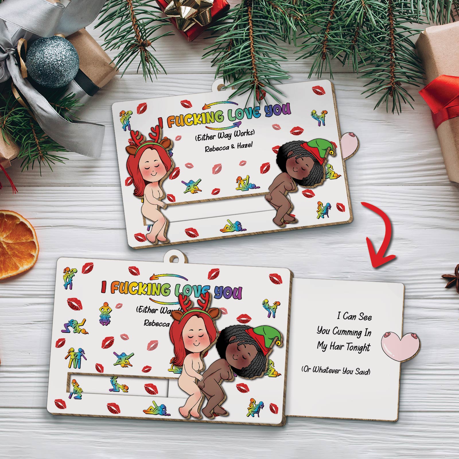 I F*cking Love You - Personalized Wooden Slider Card For Any Couple-Mk-2
