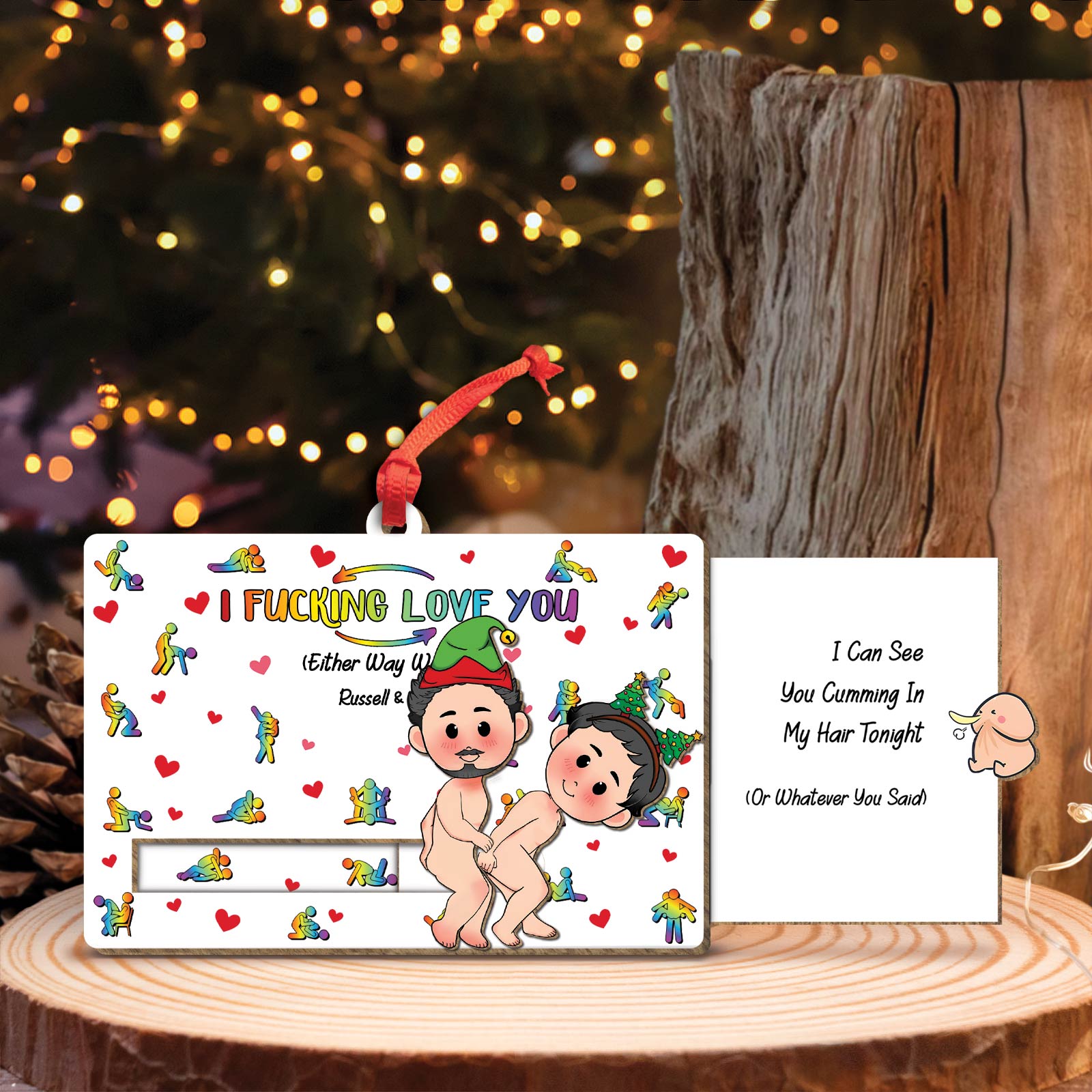I F*cking Love You - Personalized Wooden Slider Card For Any Couple-Mk-4