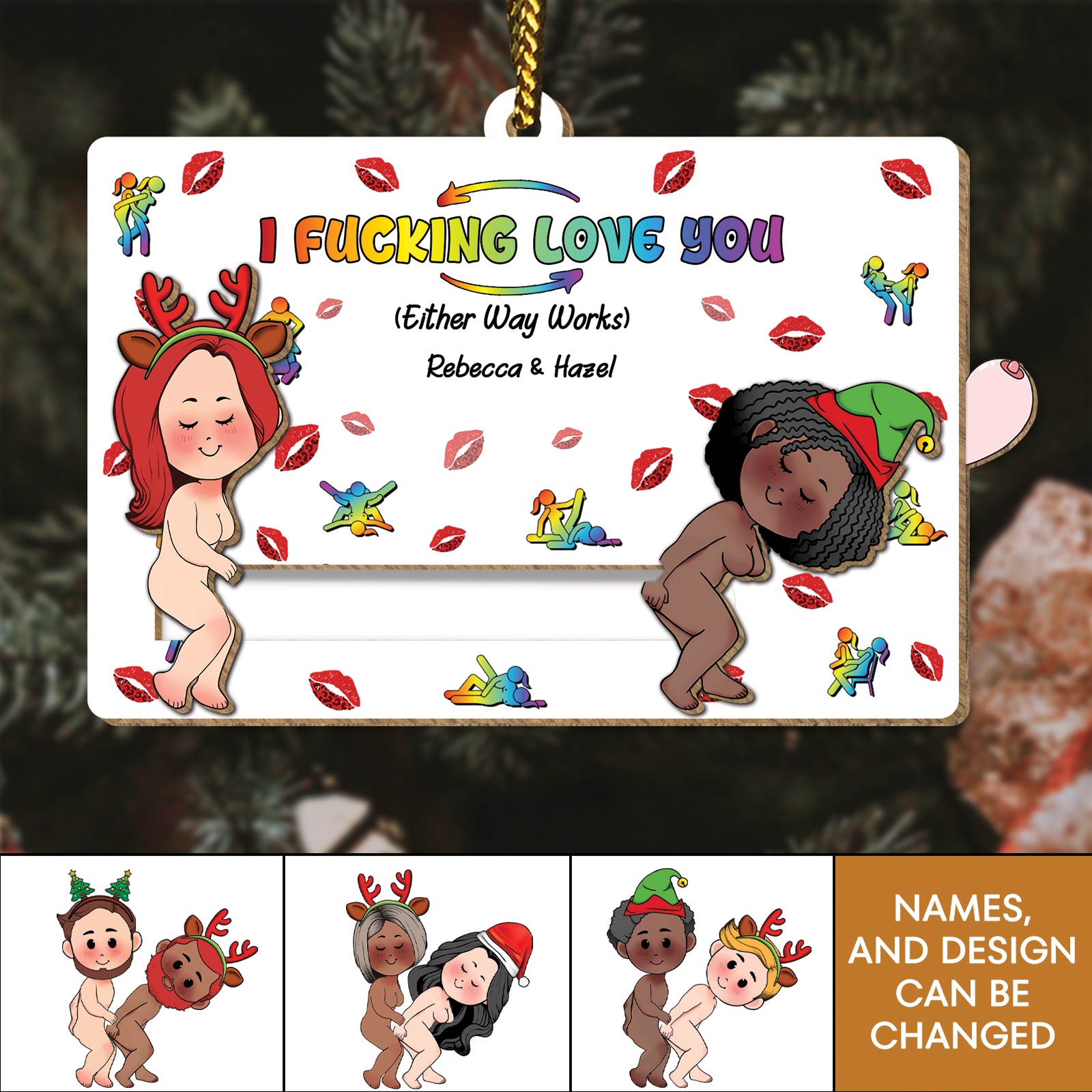 I F*cking Love You - Personalized Wooden Slider Card For Any Couple-Mk-5