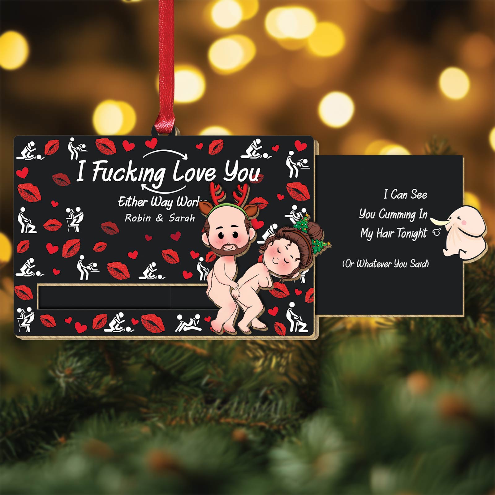 I Fucking Love You - Personalized Wooden Slider Ornament For Couples-Mk-1