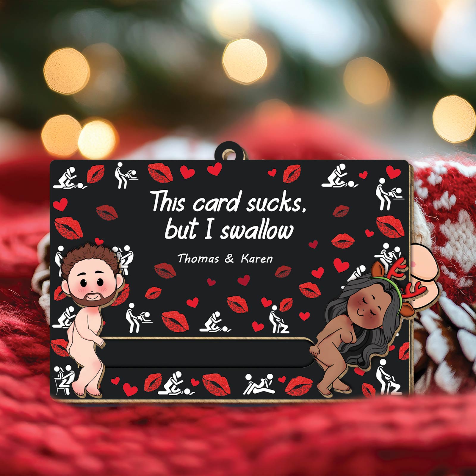 I Fucking Love You - Personalized Wooden Slider Ornament For Couples-Mk-2