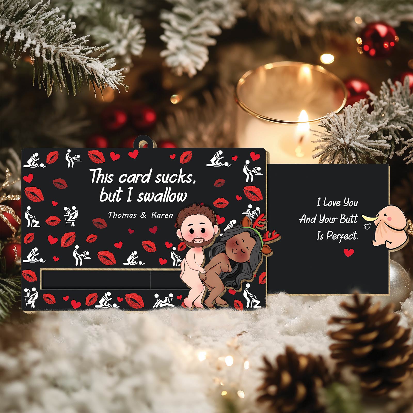 I Fucking Love You - Personalized Wooden Slider Ornament For Couples-Mk-3