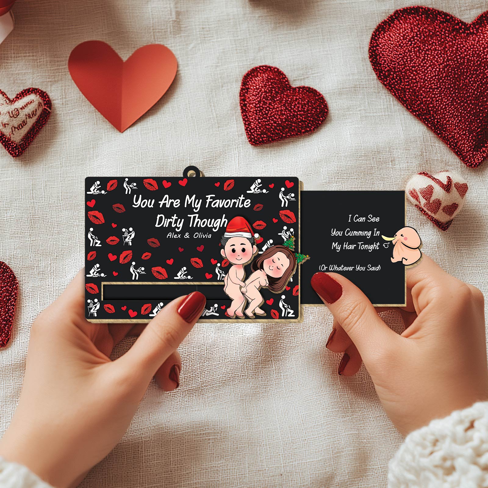 I Fucking Love You - Personalized Wooden Slider Ornament For Couples-Mk-4
