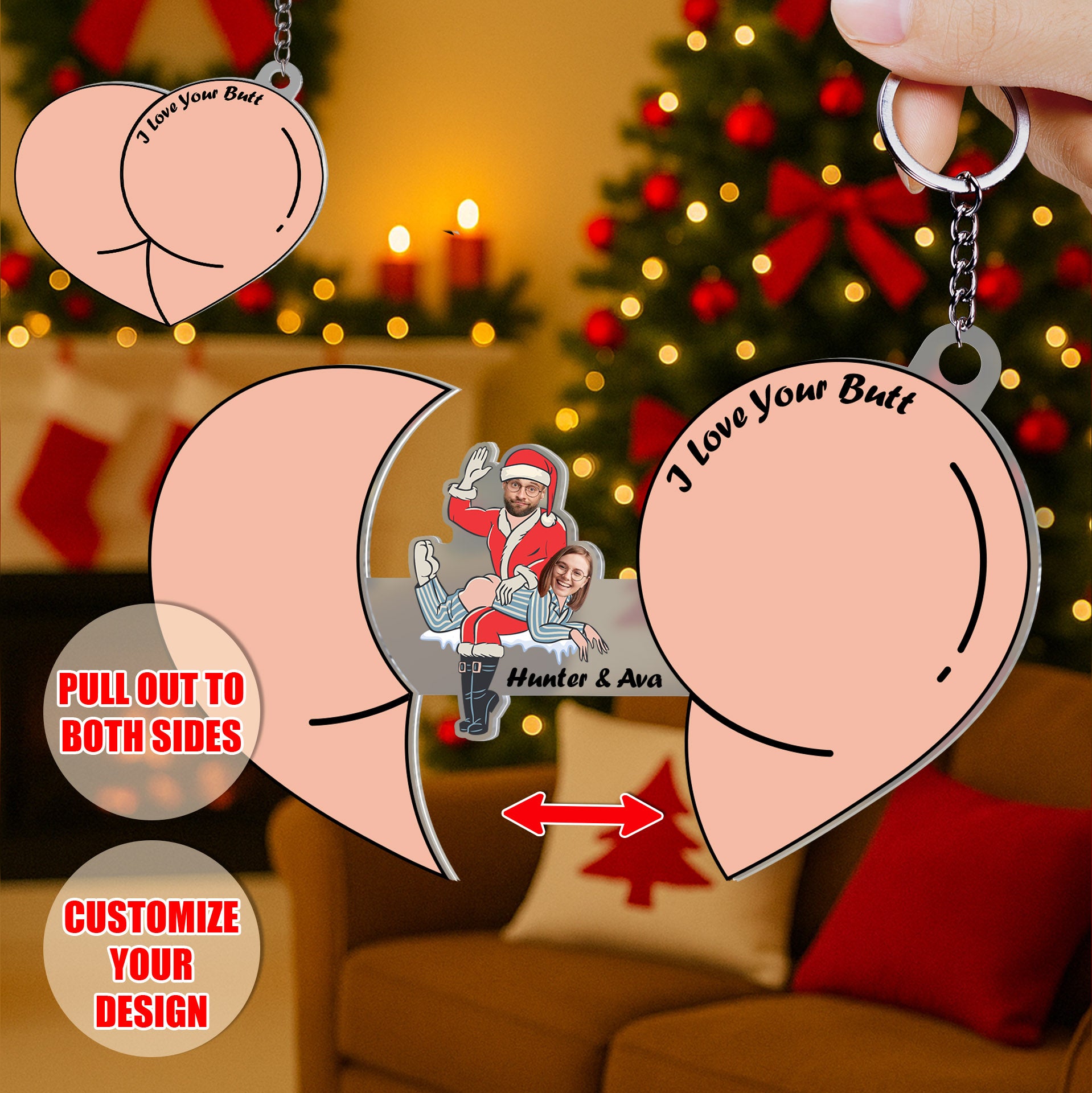 I Love Your Butt - Personalized Sliding Photo Reveal Acrylic Keychain Gift for Couples-P2509-2503-mk1