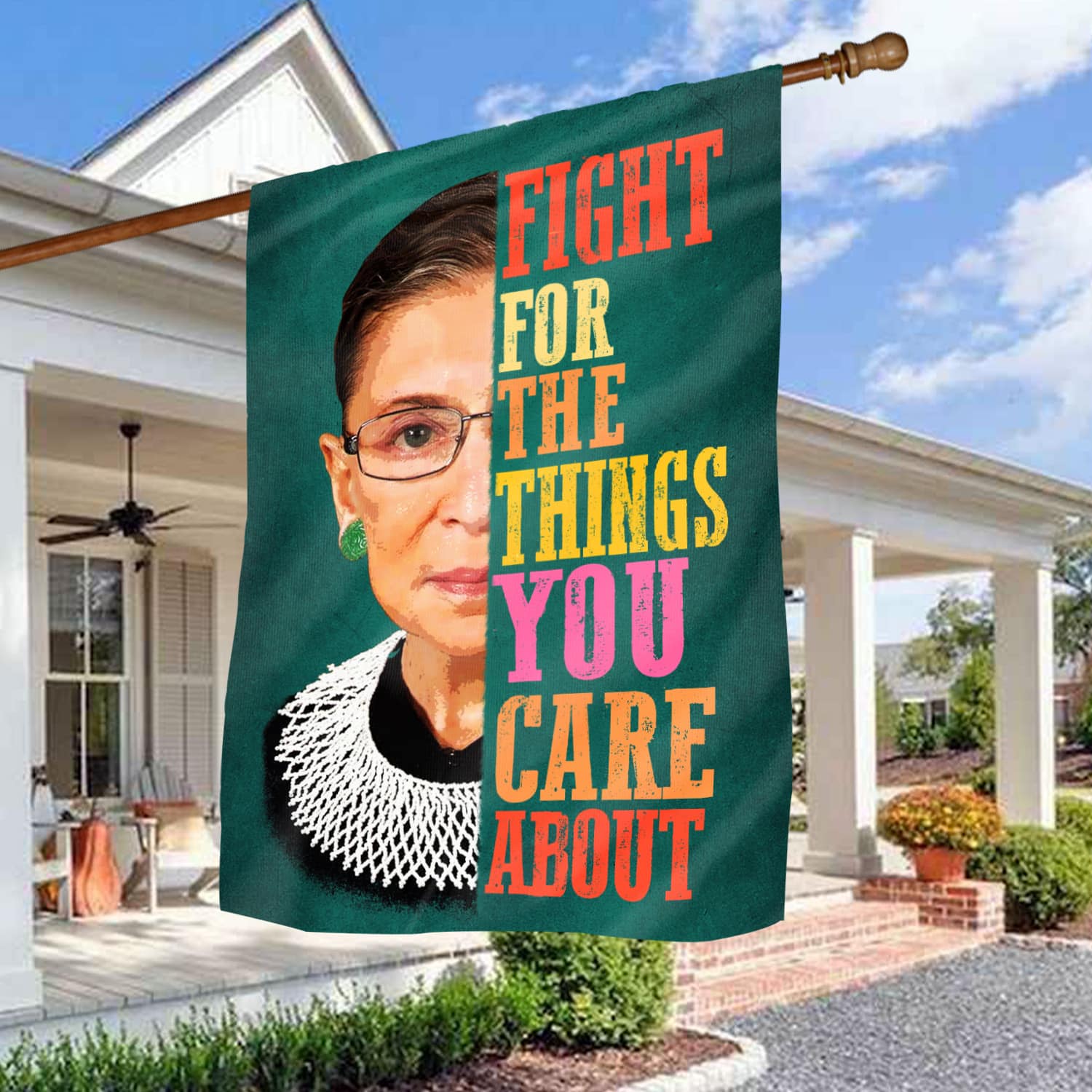 Inspirational Quote Flag - 'Fight for the Things You Care About' with Iconic Feminist Imagery-mk-2