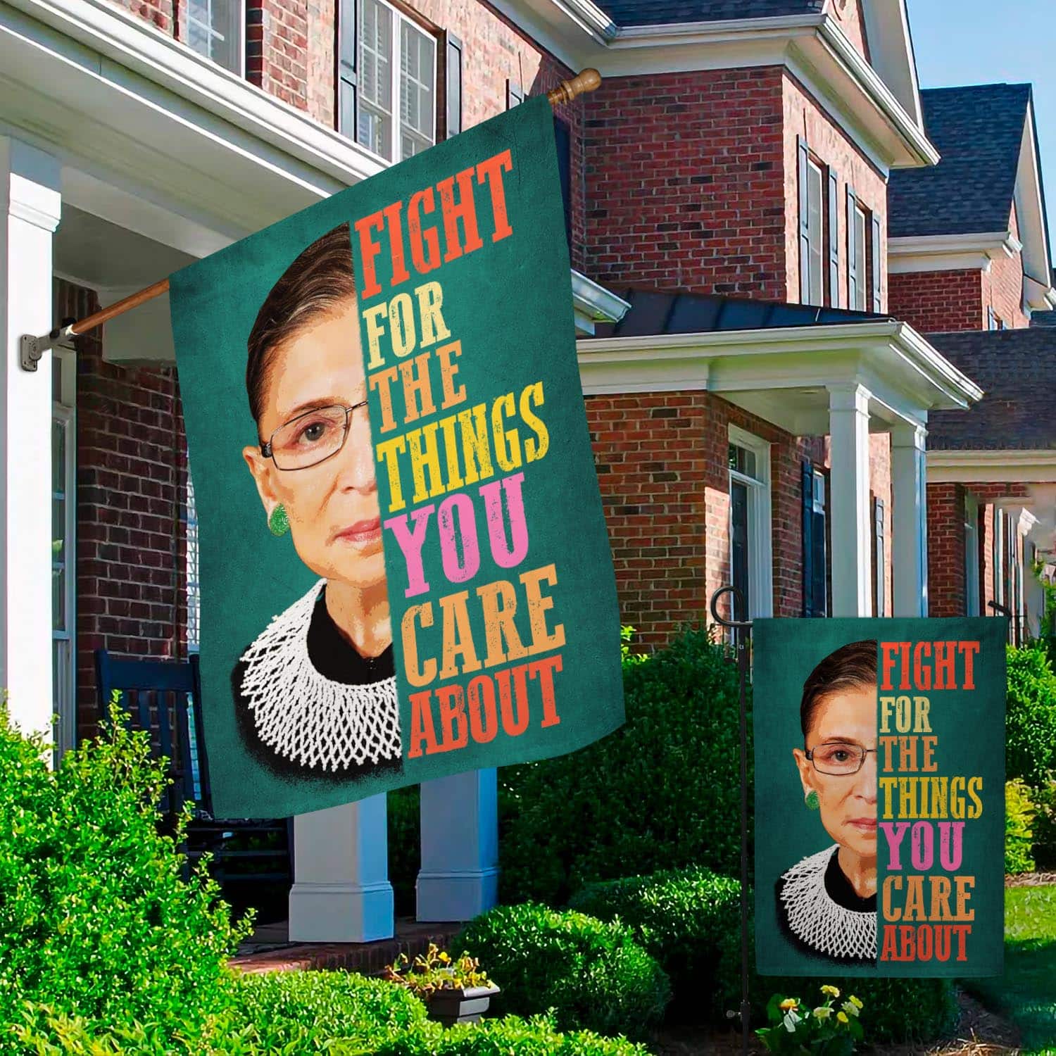 Inspirational Quote Flag - 'Fight for the Things You Care About' with Iconic Feminist Imagery-mk-3