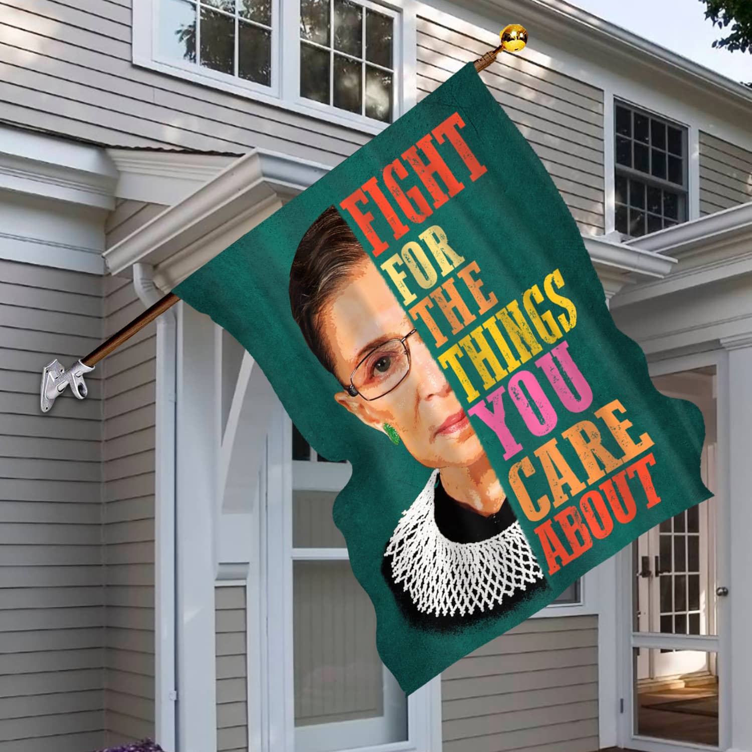Inspirational Quote Flag - 'Fight for the Things You Care About' with Iconic Feminist Imagery-mk-6