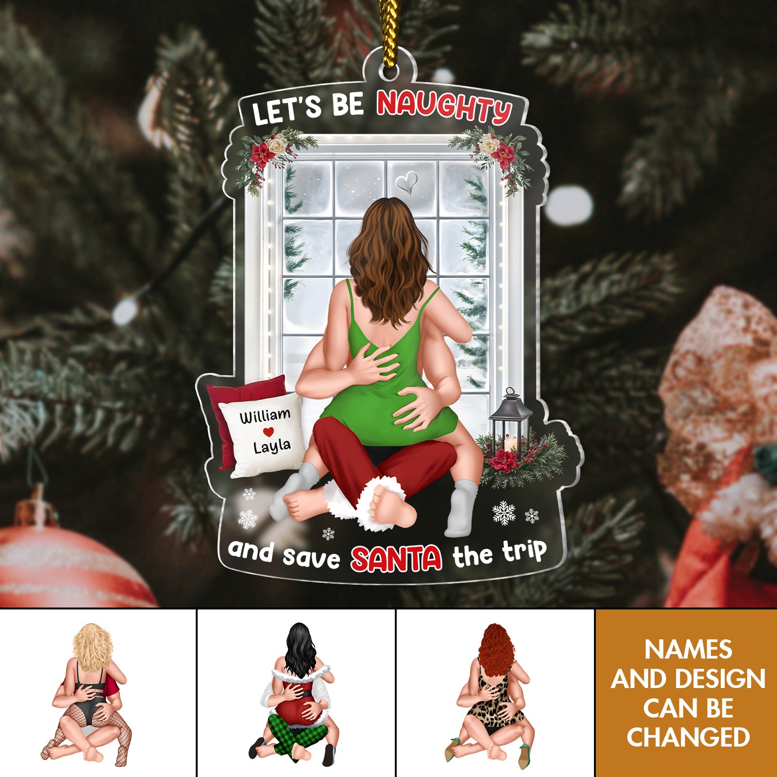 Let’s Be Naughty - Personalized Funny Acrylic Ornament For Couples-mk7