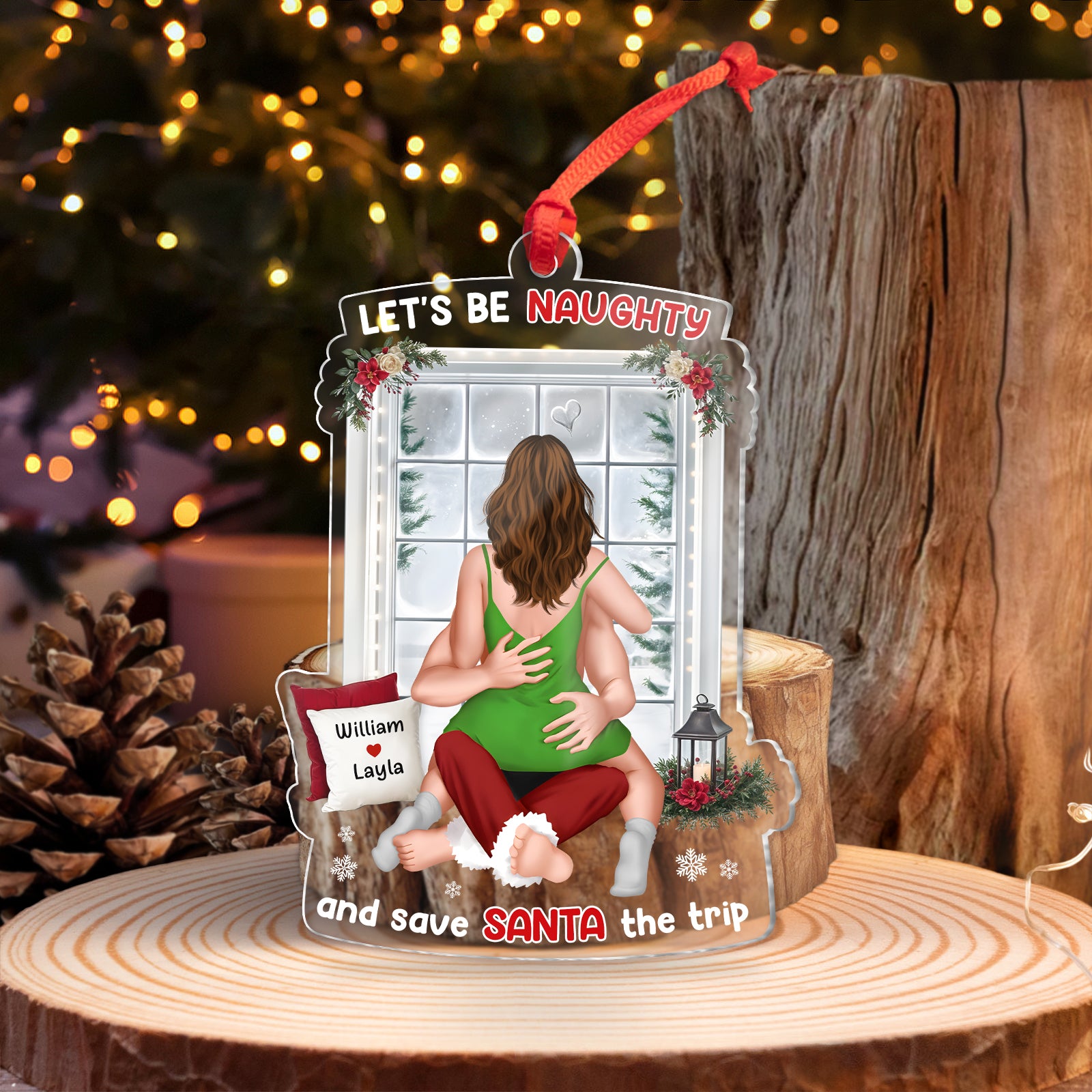 Let’s Be Naughty - Personalized Funny Acrylic Ornament for Couples-mk1