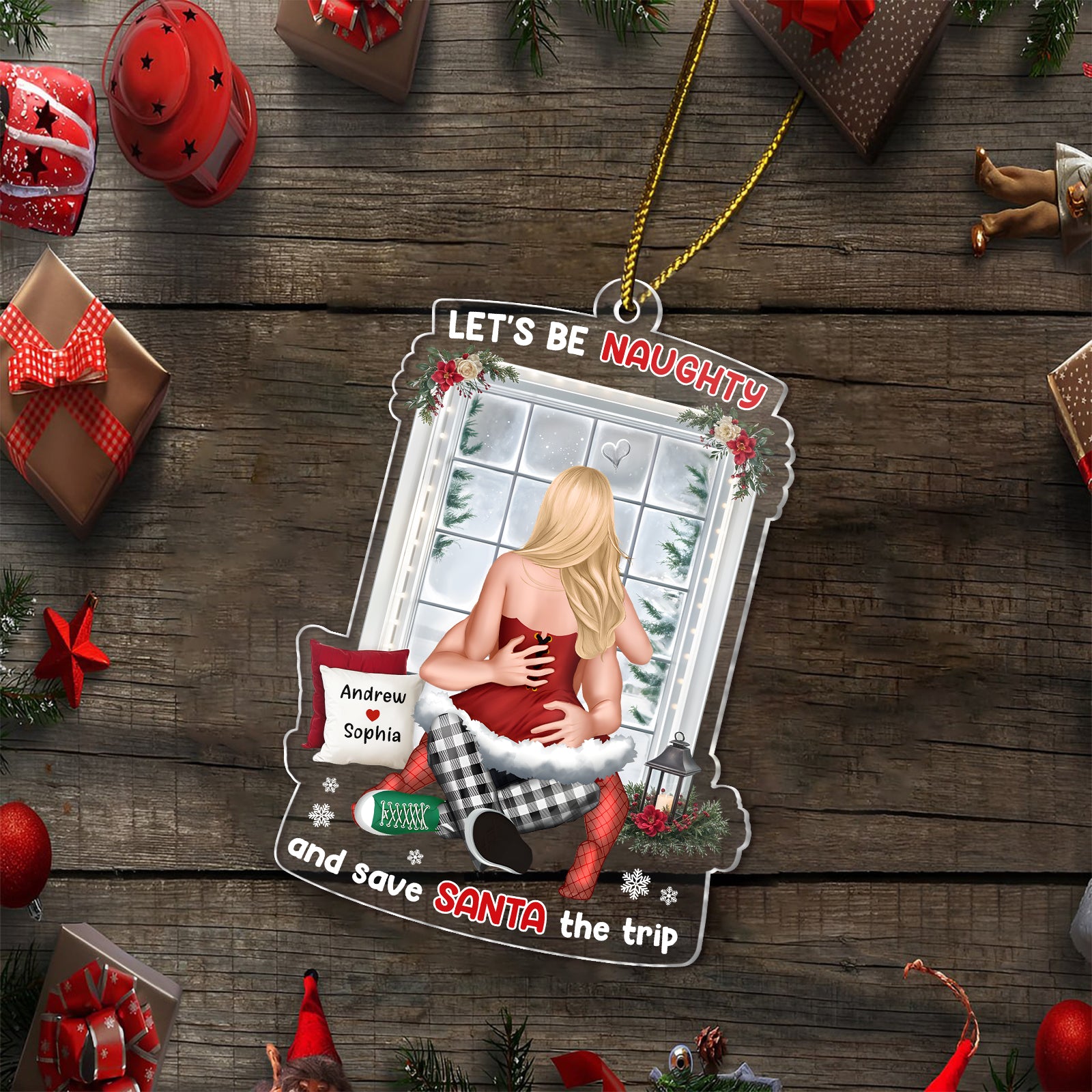 Let’s Be Naughty - Personalized Funny Acrylic Ornament for Couples-mk2